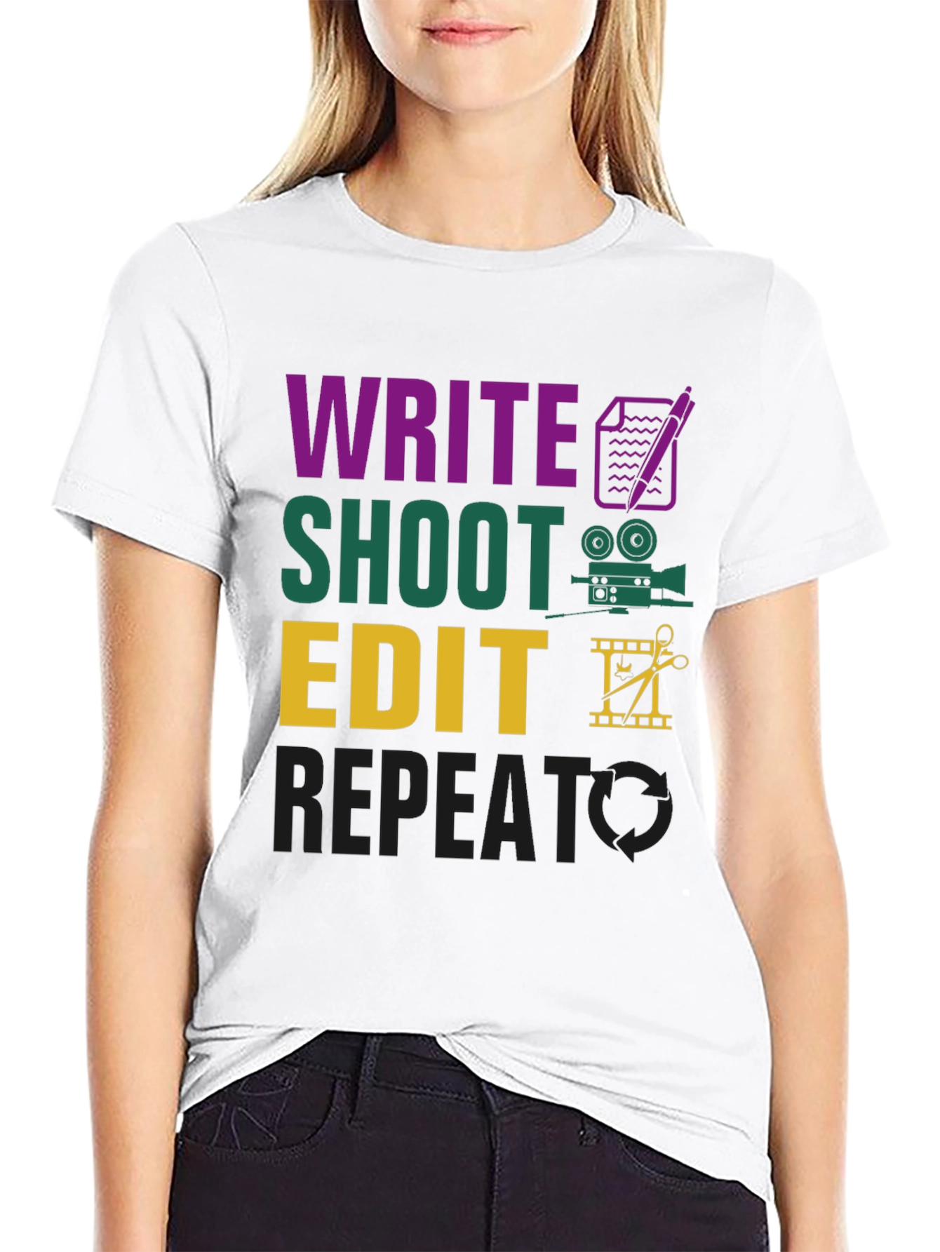 Write Shoot Edit Repeat Filmmaker T-Shirt