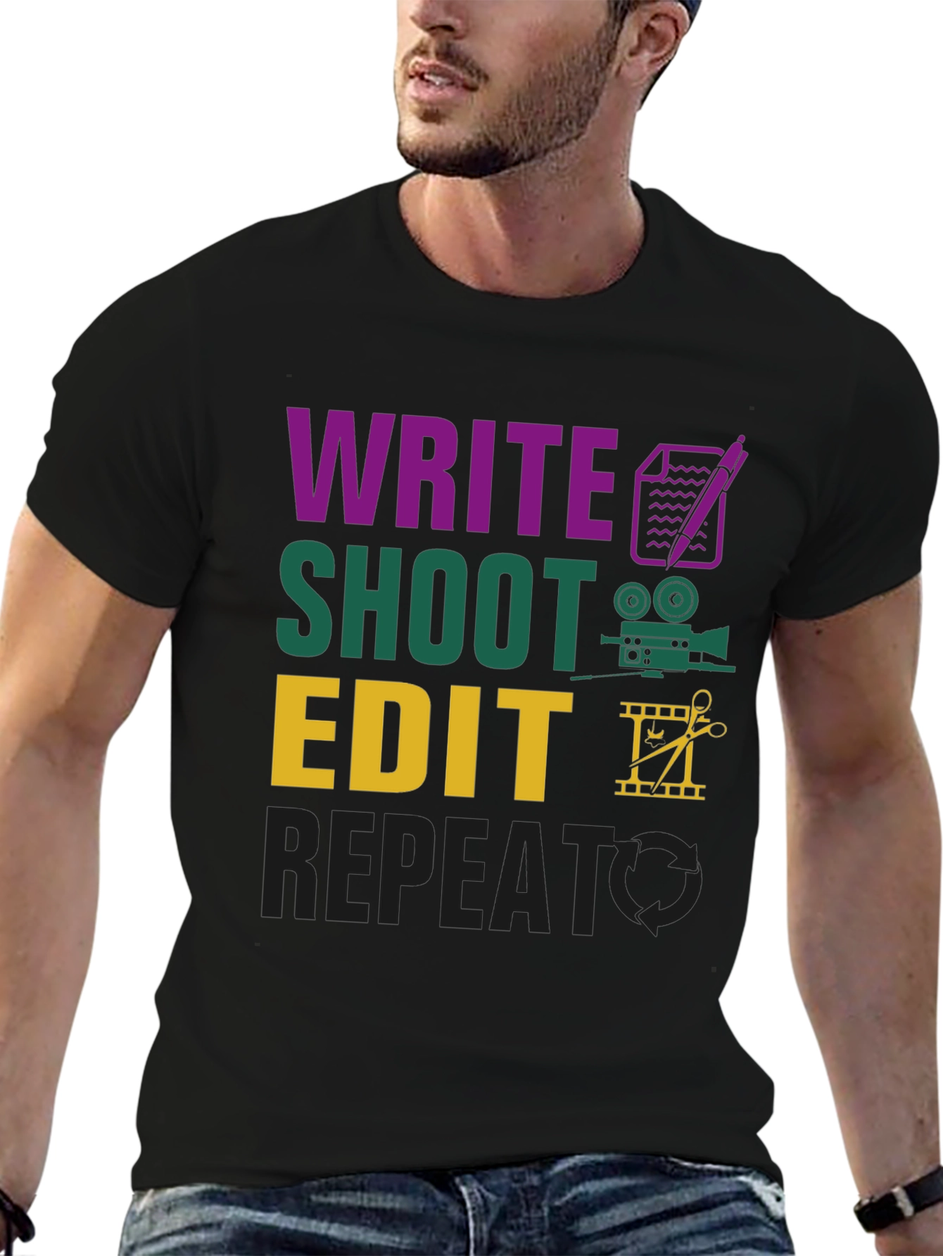 Write Shoot Edit Repeat Filmmaker T-Shirt