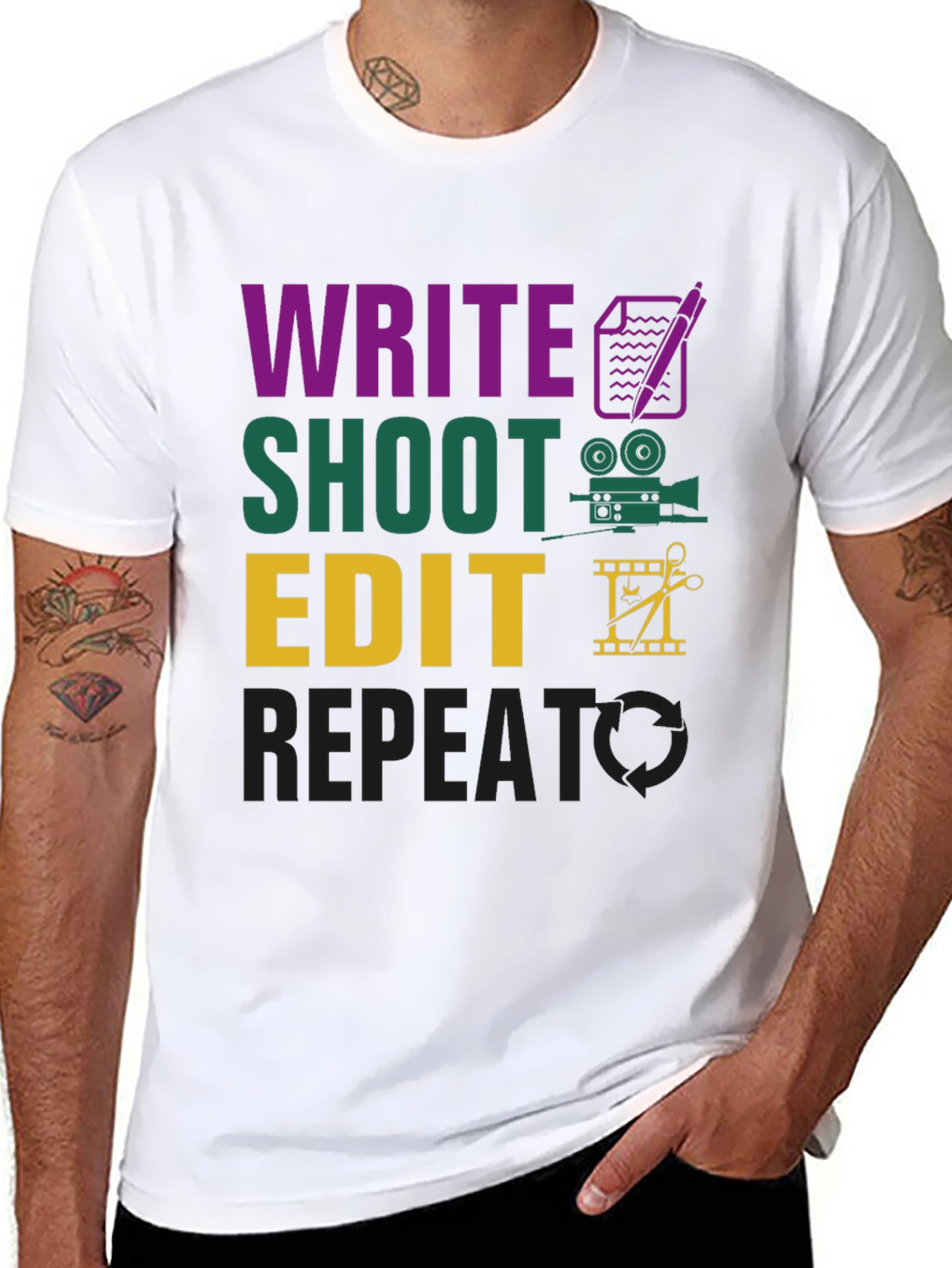 Write Shoot Edit Repeat Filmmaker T-Shirt