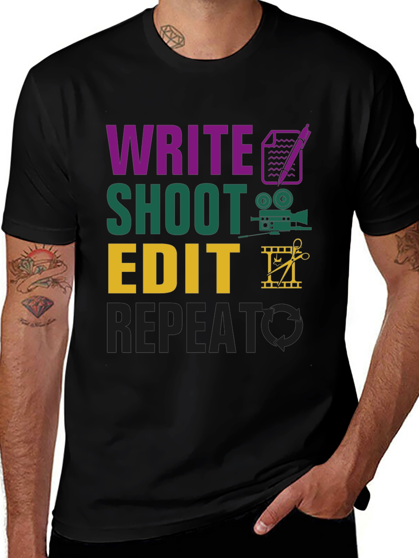 Write Shoot Edit Repeat Filmmaker T-Shirt