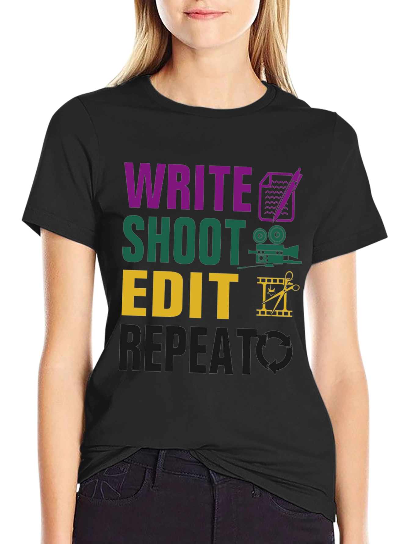 Write Shoot Edit Repeat Filmmaker T-Shirt