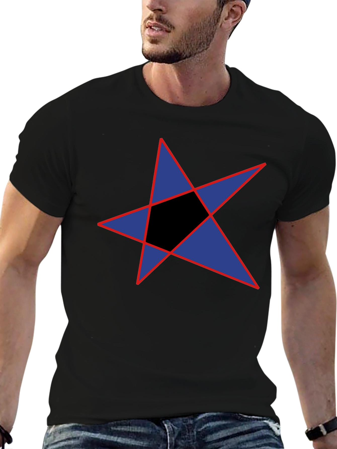 Abstract Star Graphic Black T-Shirt