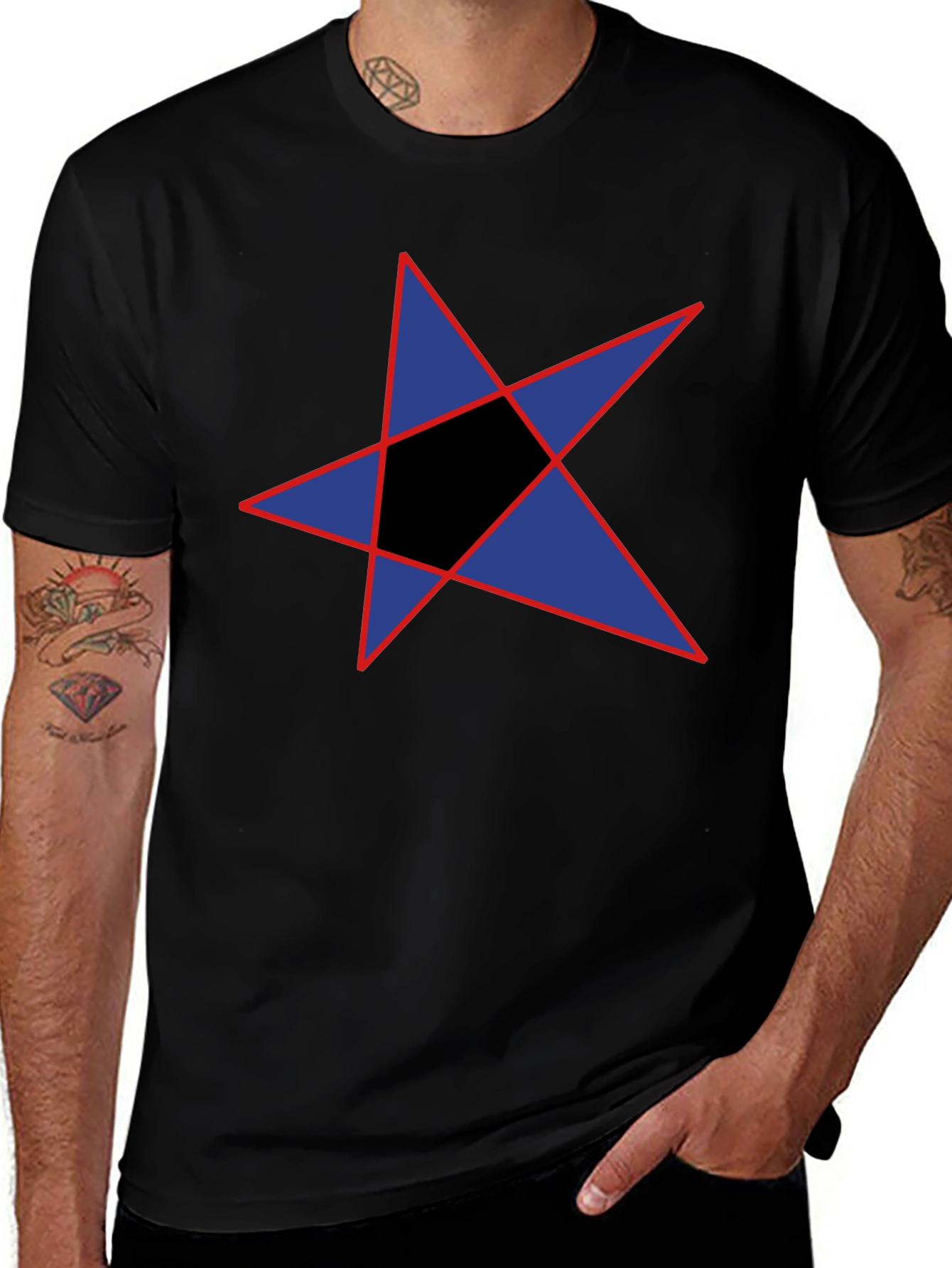 Abstract Star Graphic Black T-Shirt