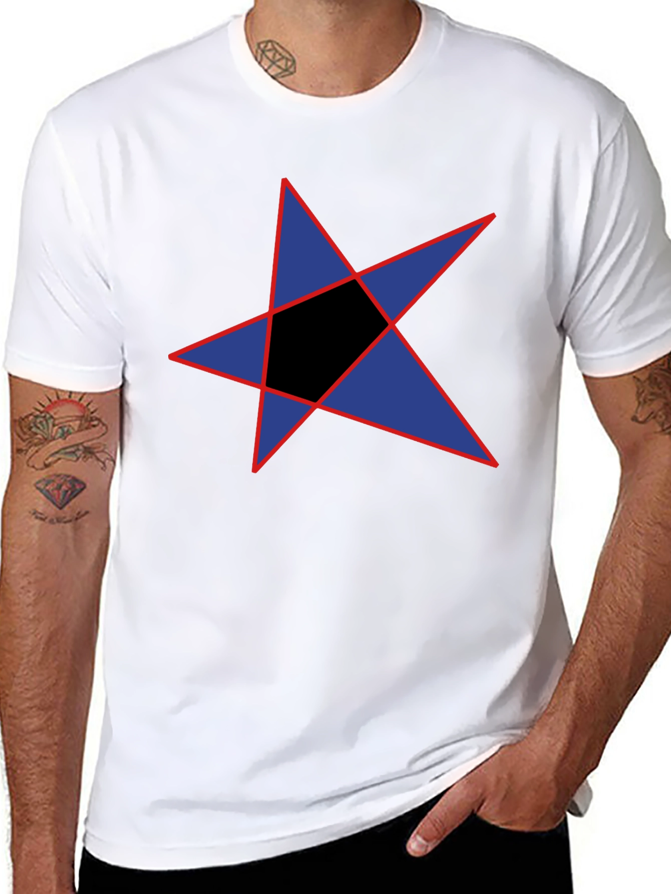 Abstract Star Graphic Black T-Shirt