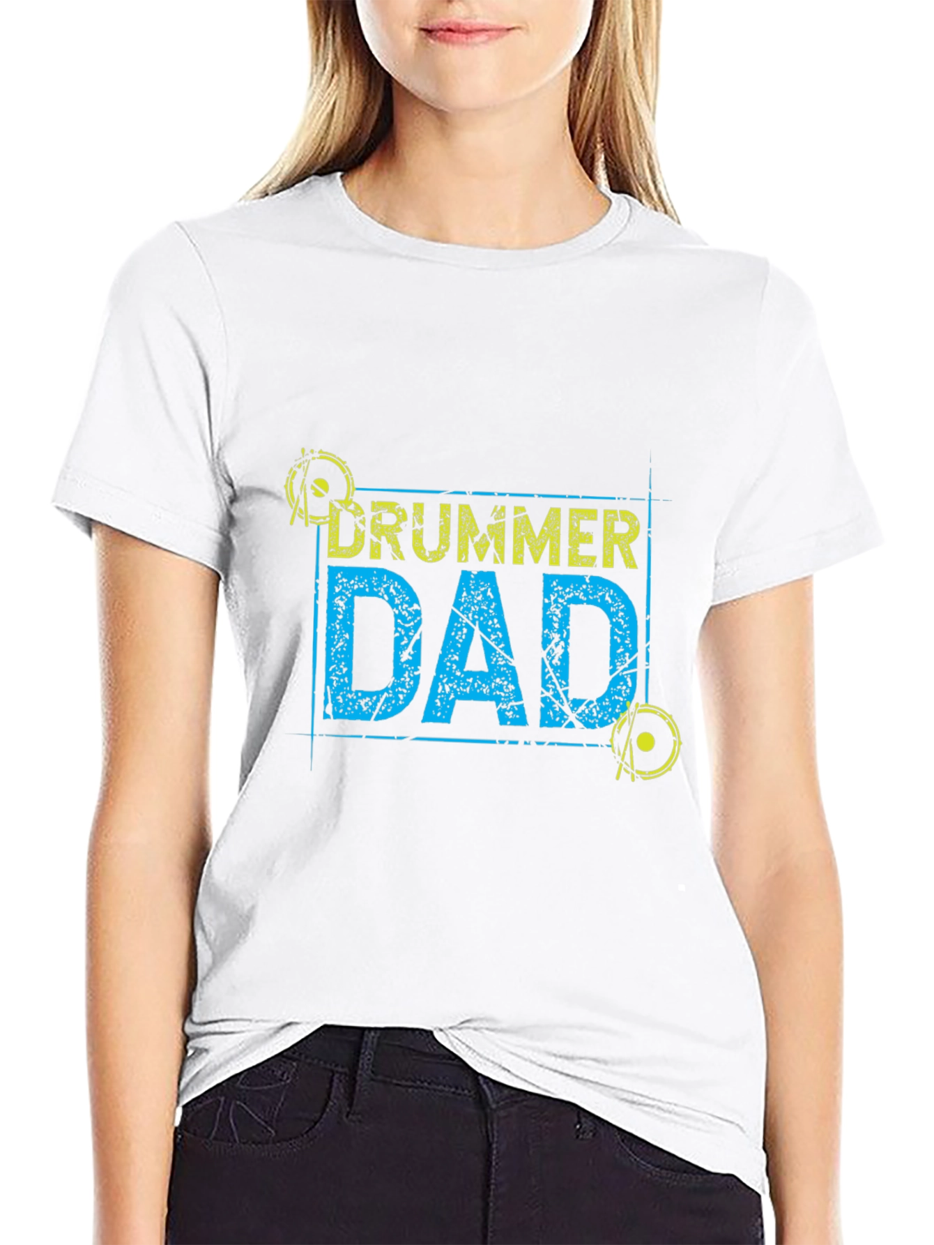 Drummer Dad Graphic T-Shirt - Black Casual Tee