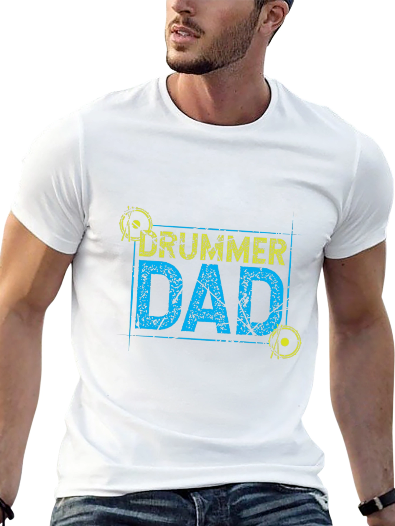 Drummer Dad Graphic T-Shirt - Black Casual Tee