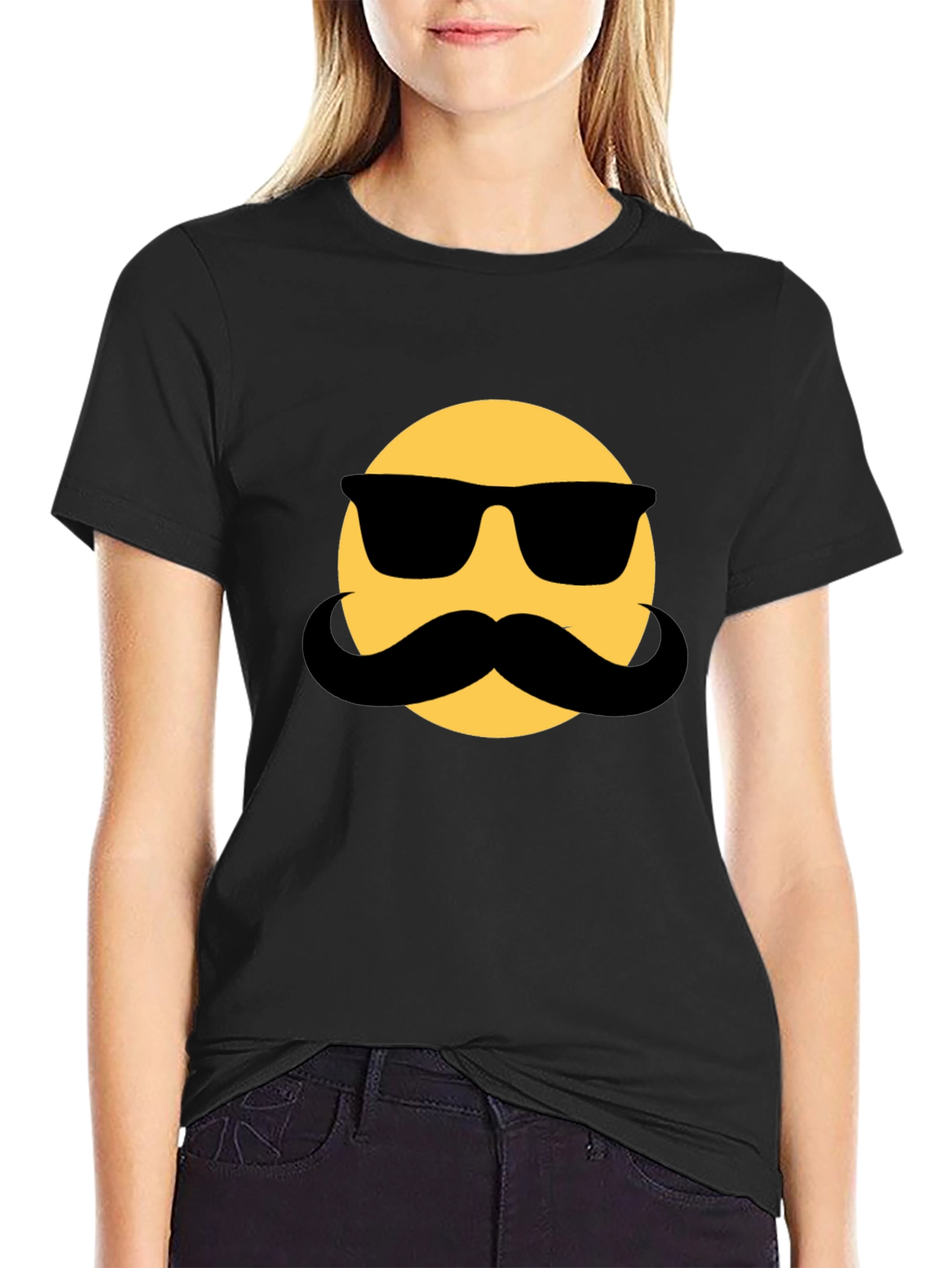 Cool Dude Emoji T-Shirt - Black Cotton Blend