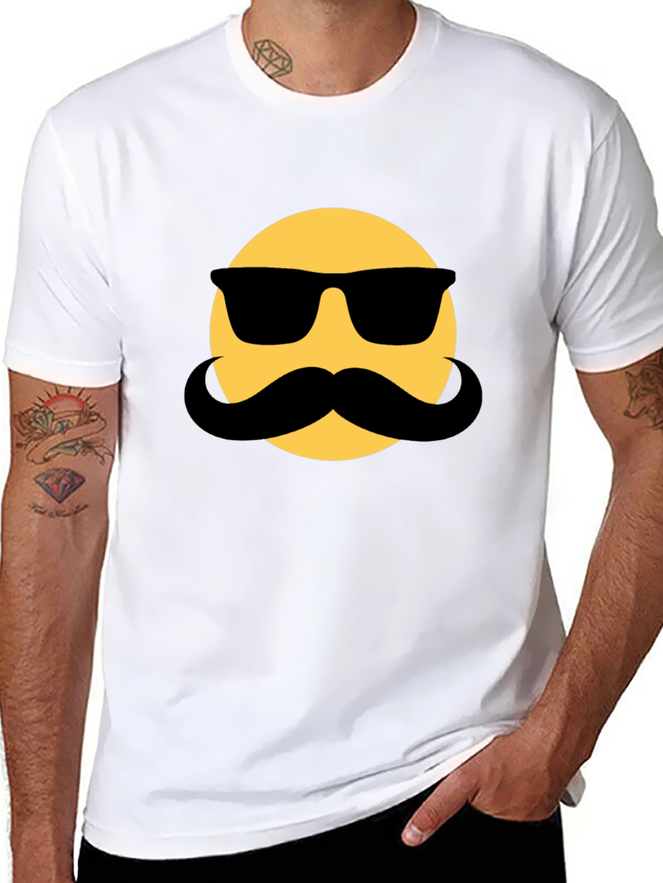 Cool Dude Emoji T-Shirt - Black Cotton Blend