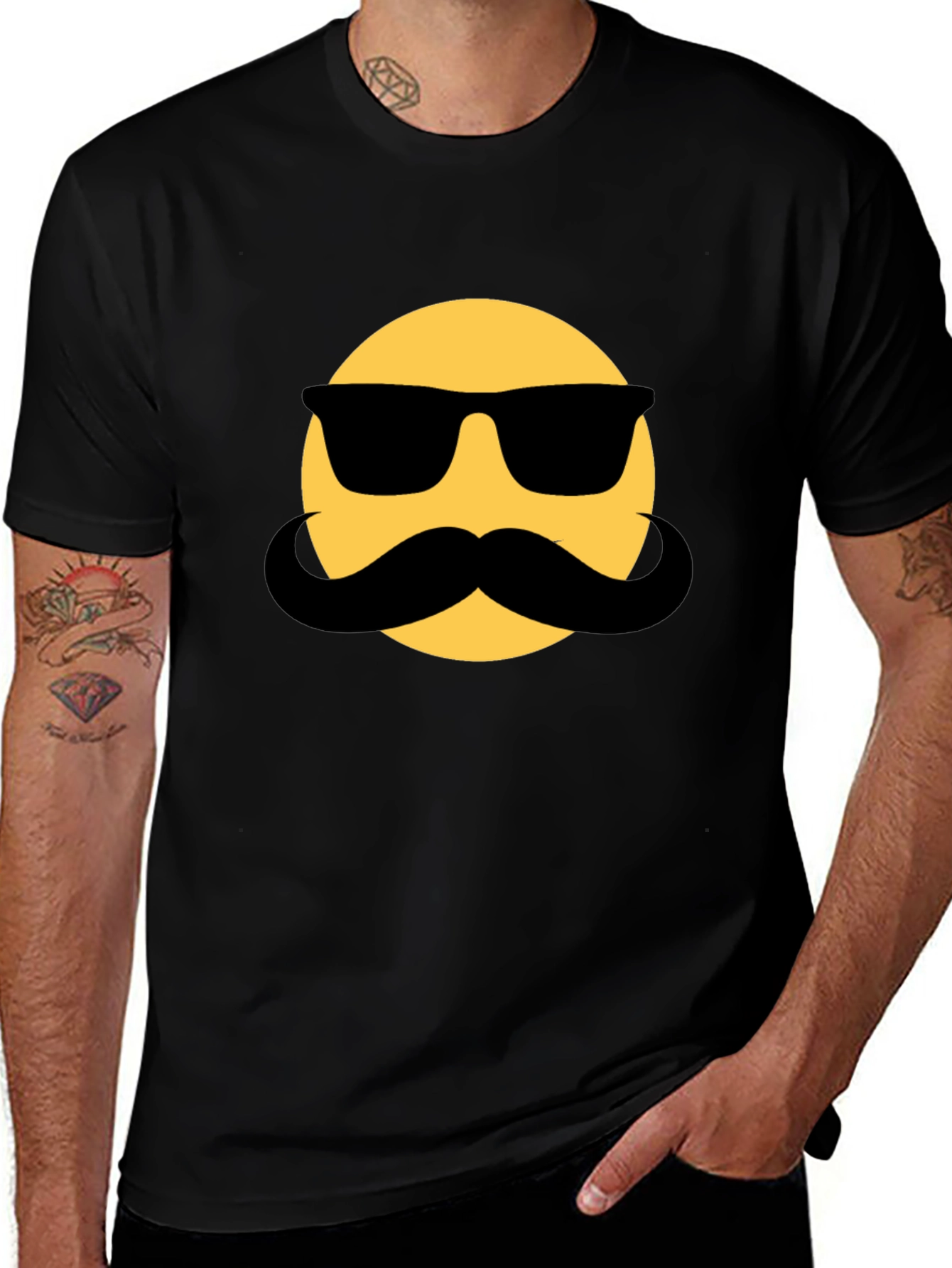 Cool Dude Emoji T-Shirt - Black Cotton Blend