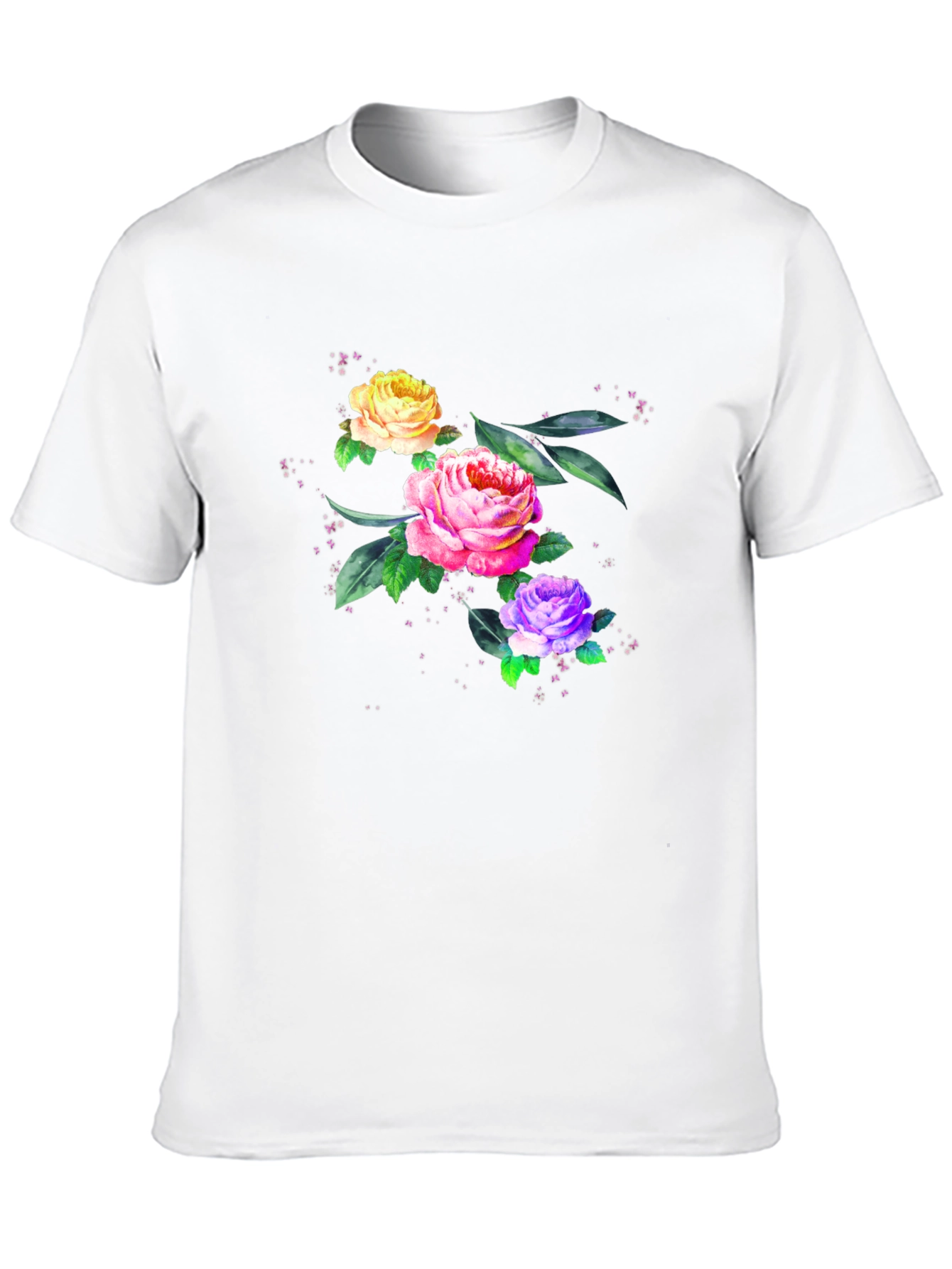 Floral Roses Graphic Print Tee - Black