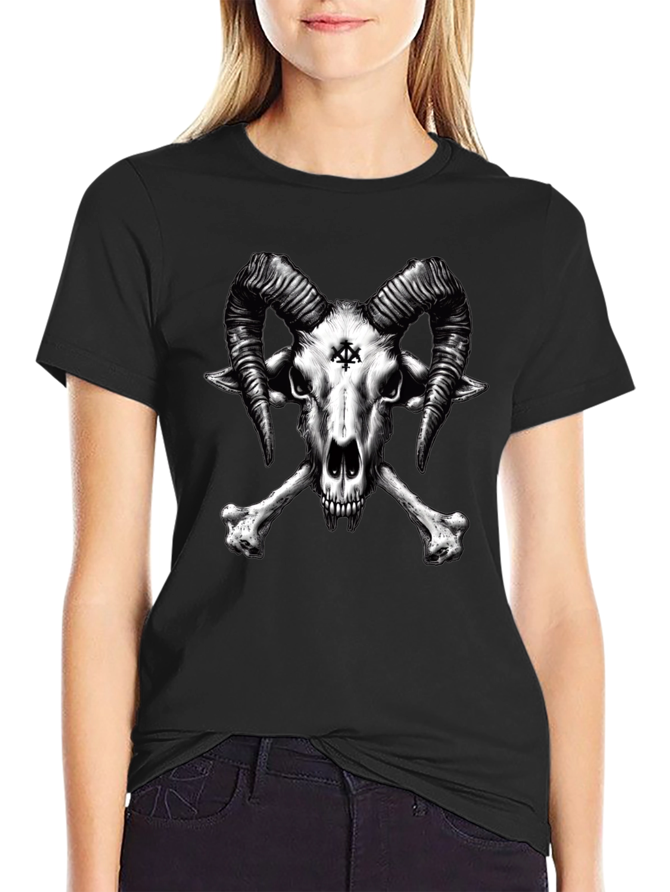 Baphomet Skull T-Shirt - Gothic Satanic Tee