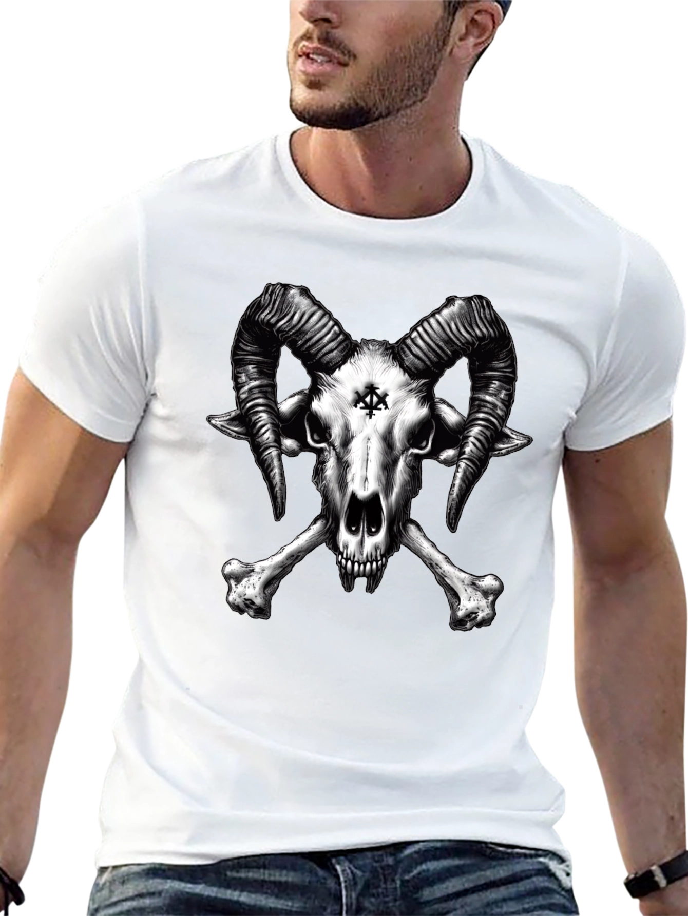 Baphomet Skull T-Shirt - Gothic Satanic Tee