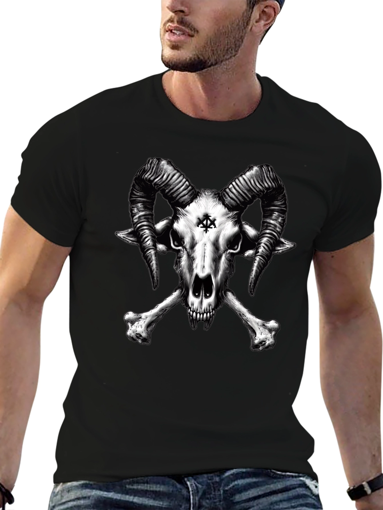 Baphomet Skull T-Shirt - Gothic Satanic Tee