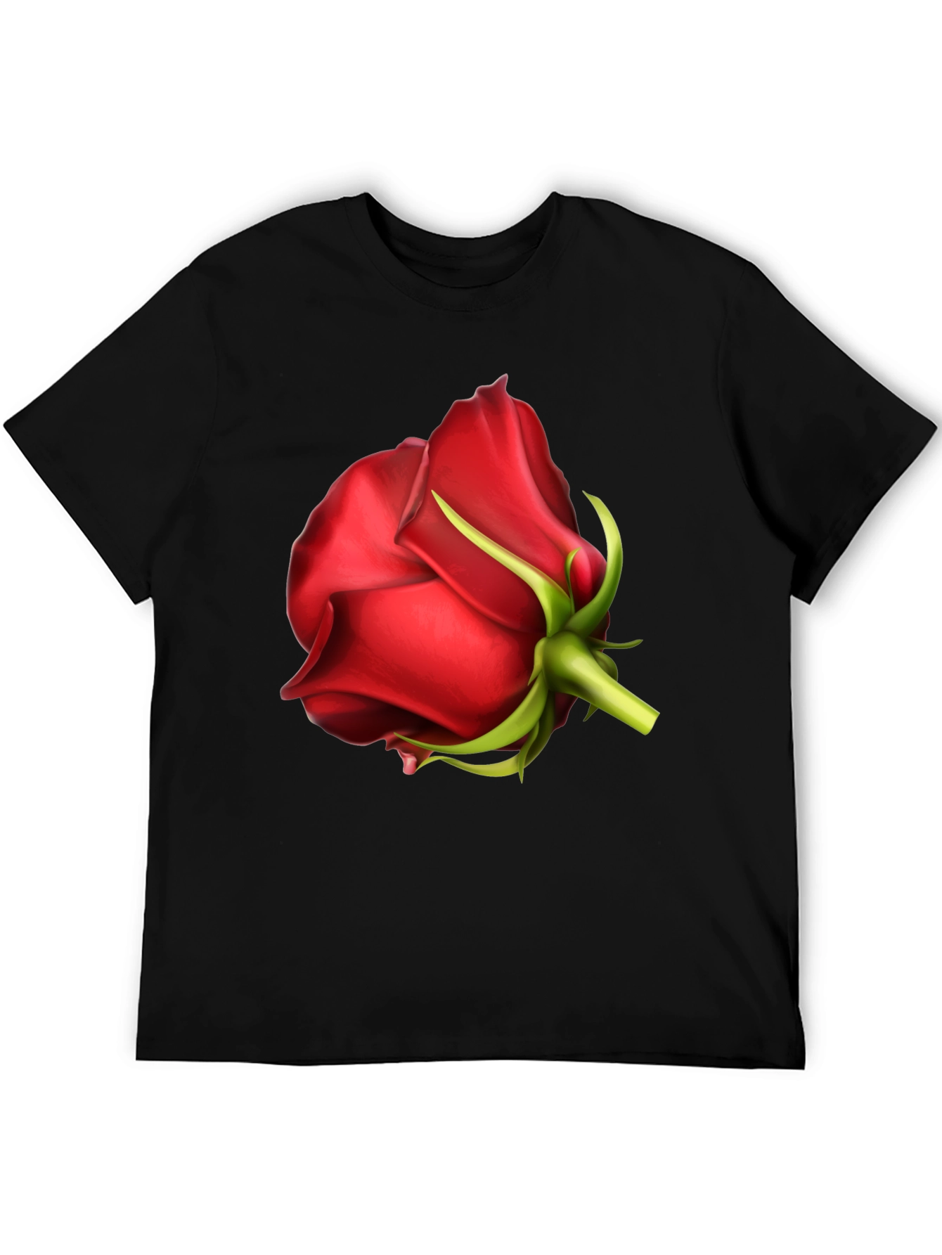 Red Rose Graphic Tee - Black Unisex T-Shirt