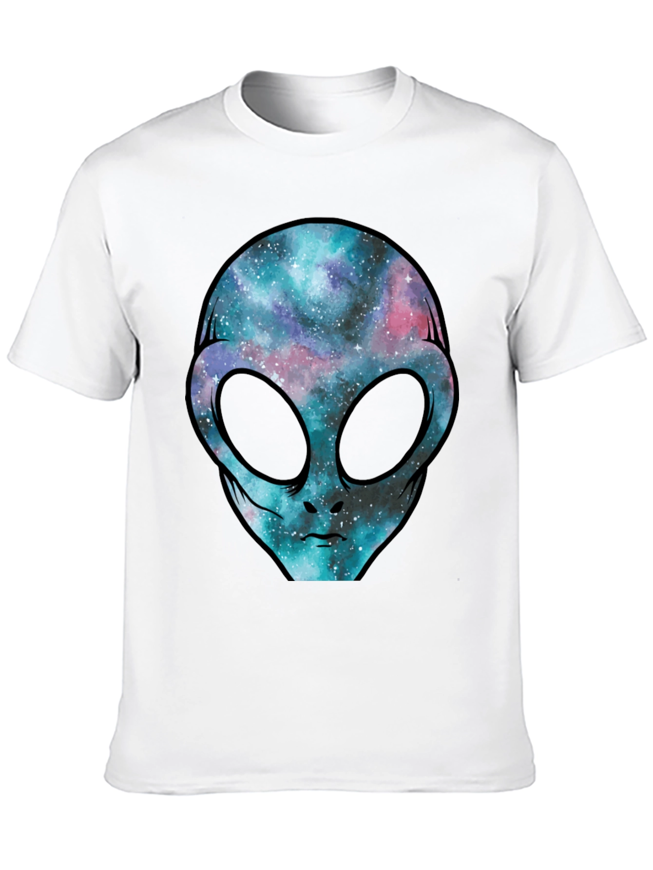 Cosmic Alien Graphic Tee - Black Cotton T-Shirt