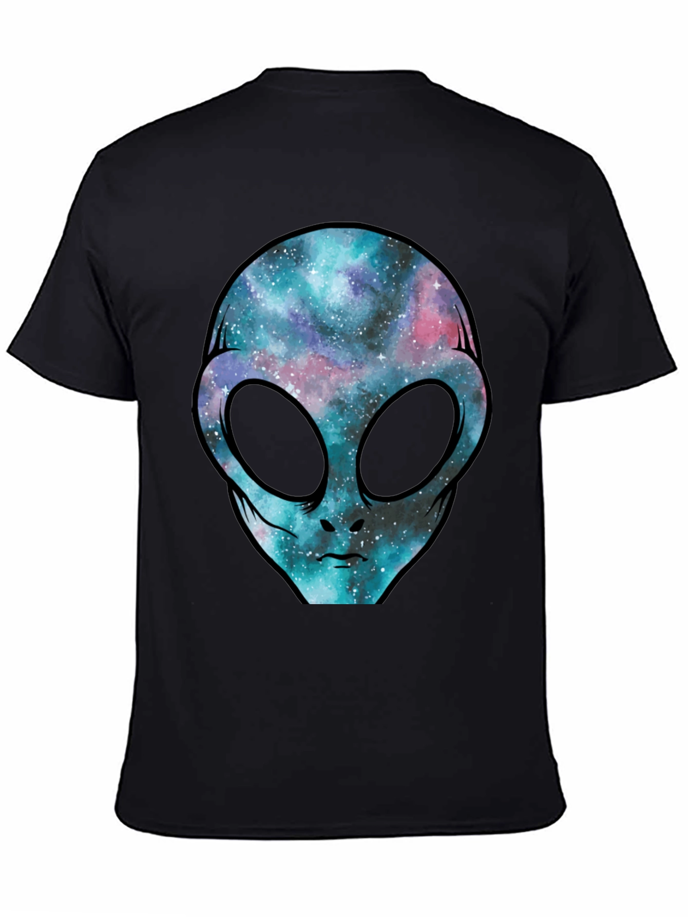 Cosmic Alien Graphic Tee - Black Cotton T-Shirt