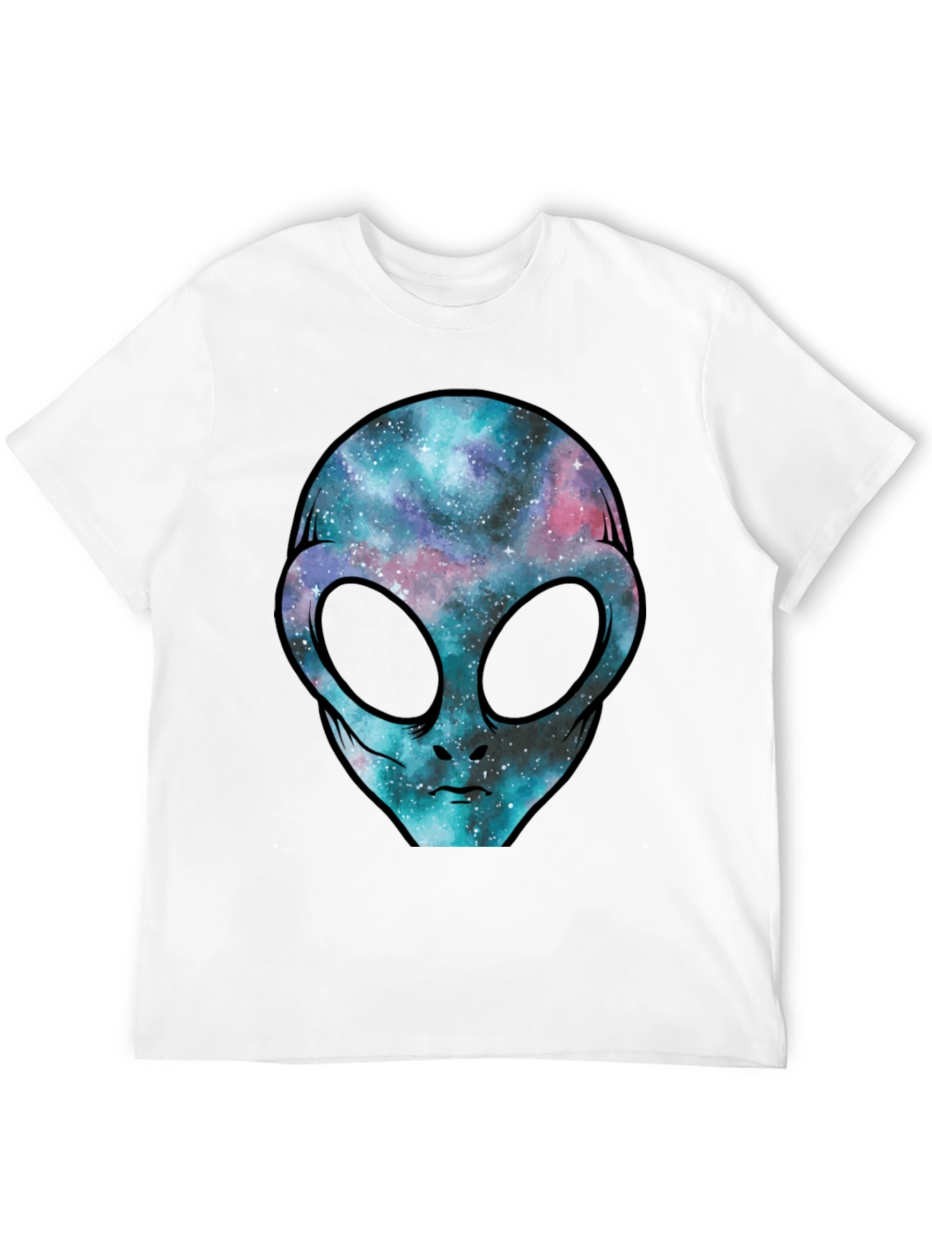 Cosmic Alien Graphic Tee - Black Cotton T-Shirt