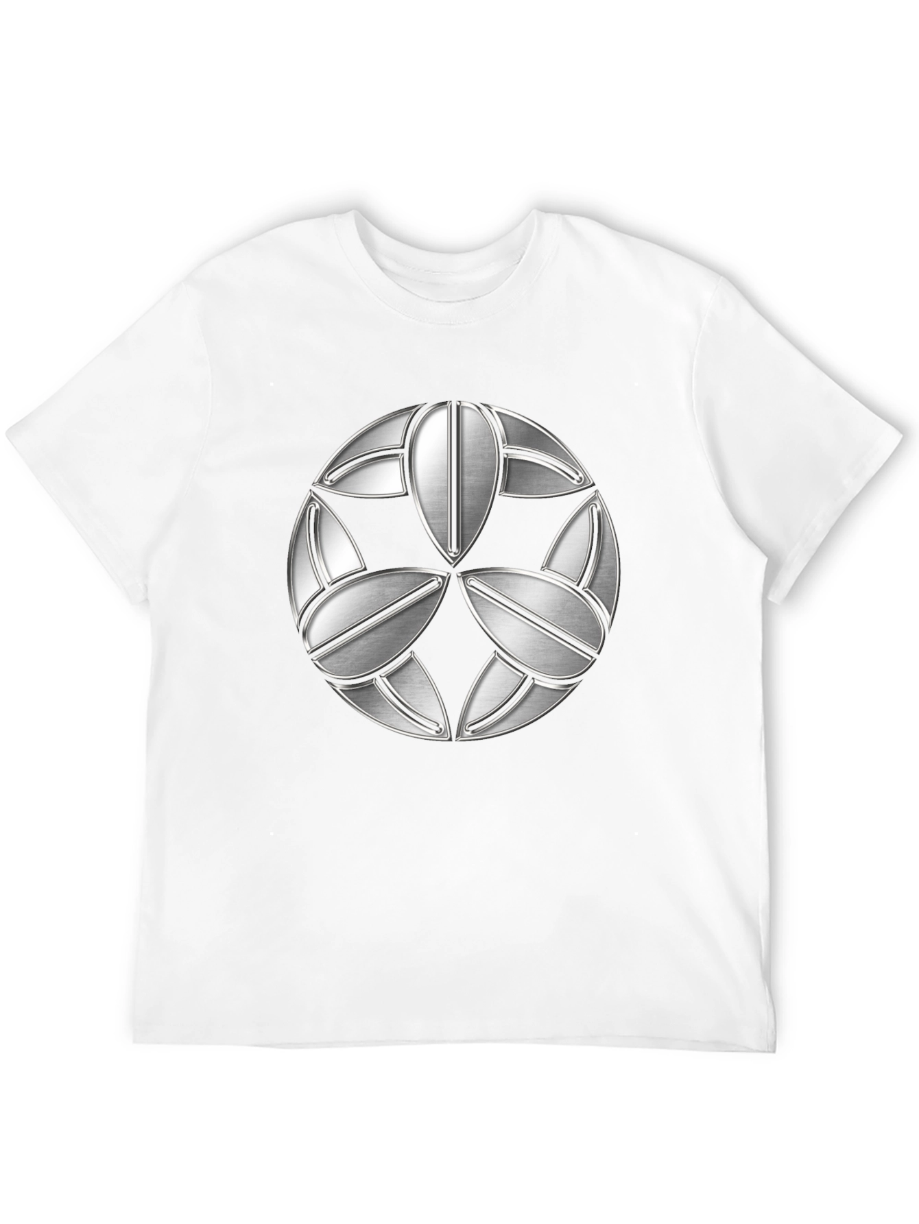 Abstract Geometric Silver Patterned Black T-Shirt