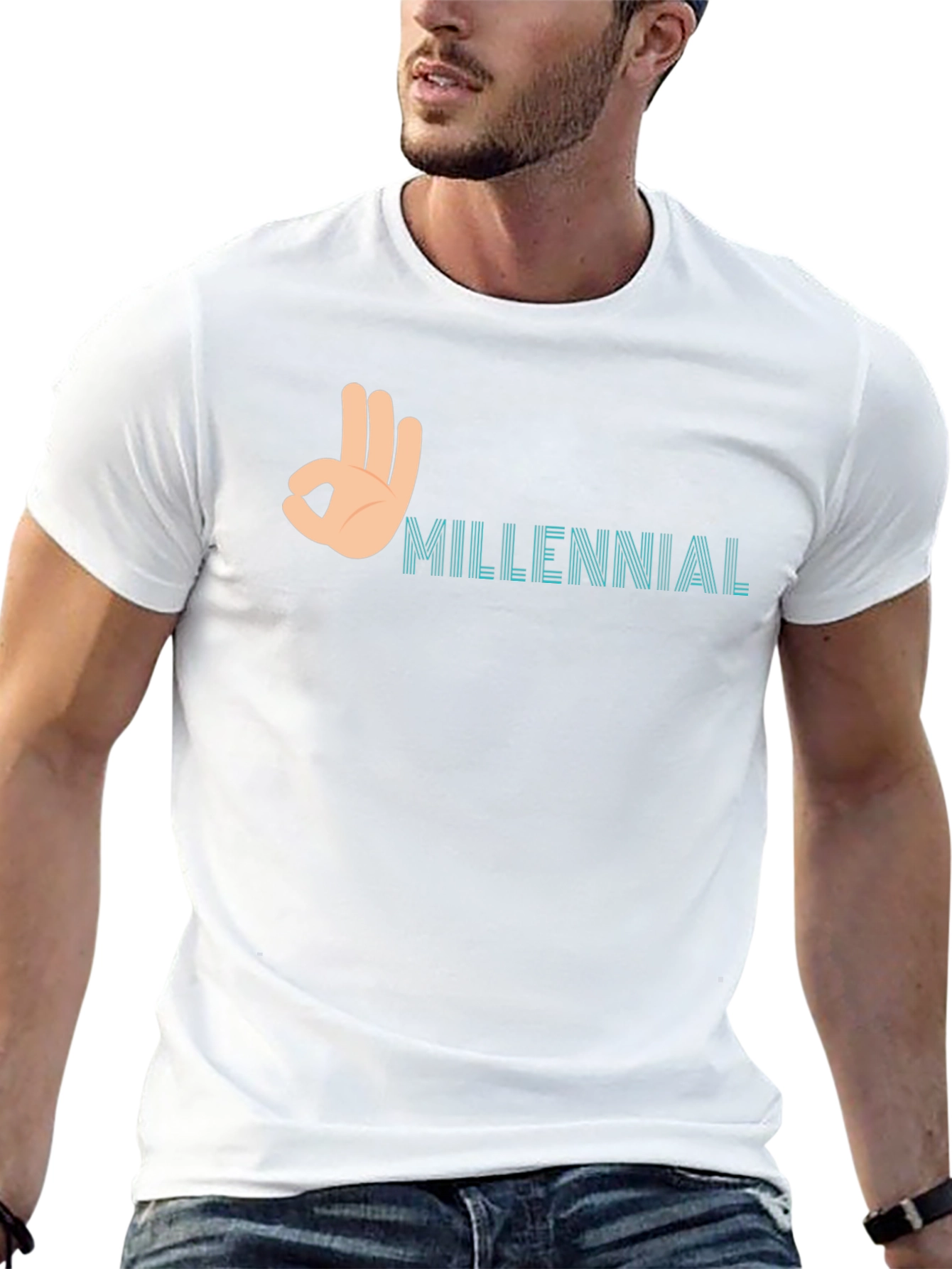 Millennial OK Hand Sign Graphic T-Shirt - Black