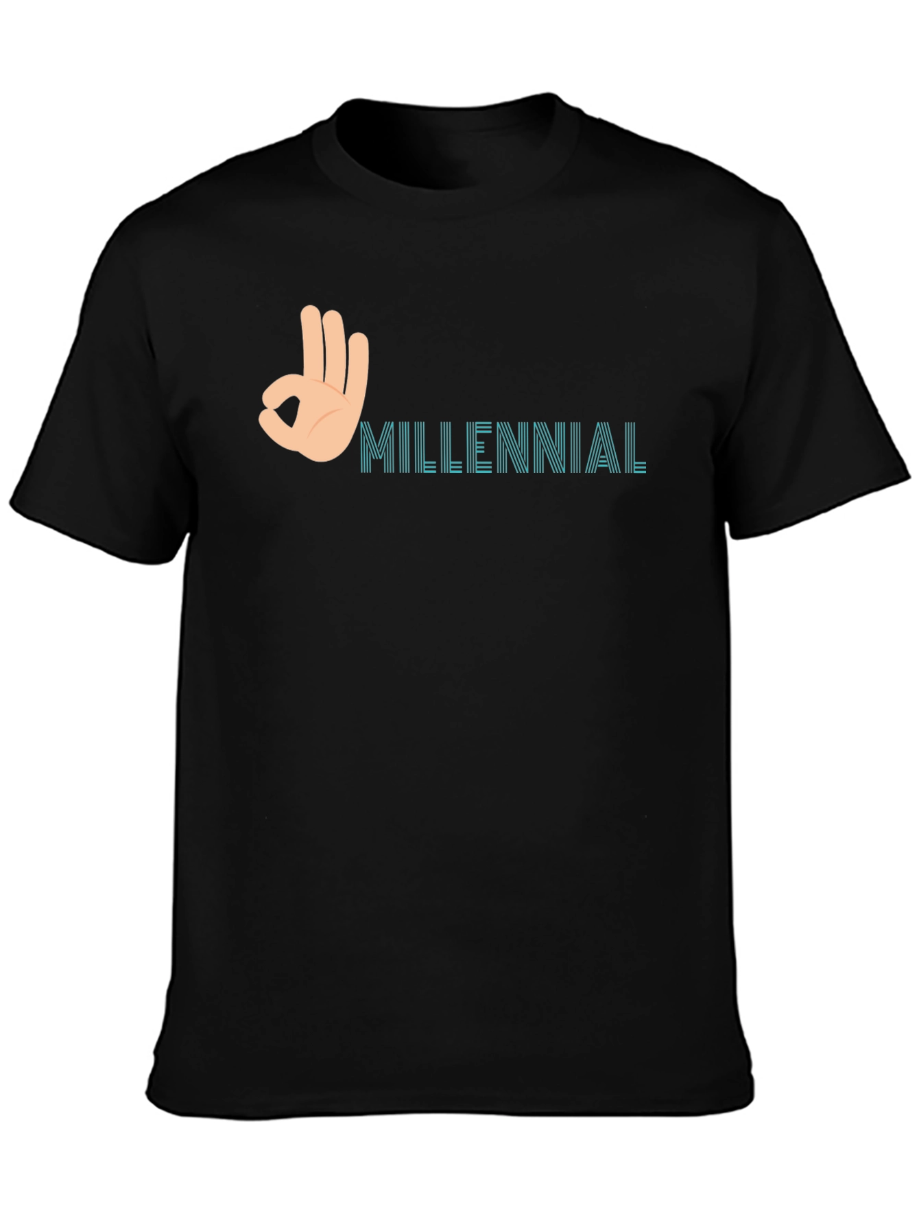Millennial OK Hand Sign Graphic T-Shirt - Black