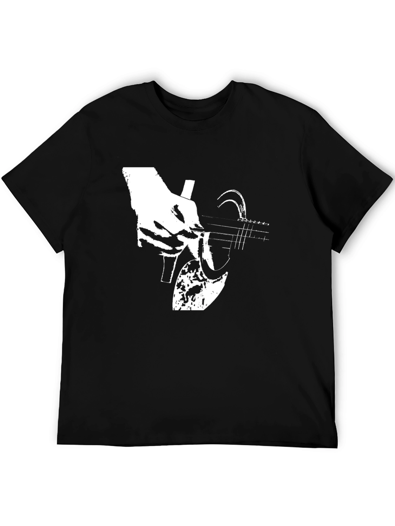 Guitar Player Graphic Tee - Black Casual Shirt