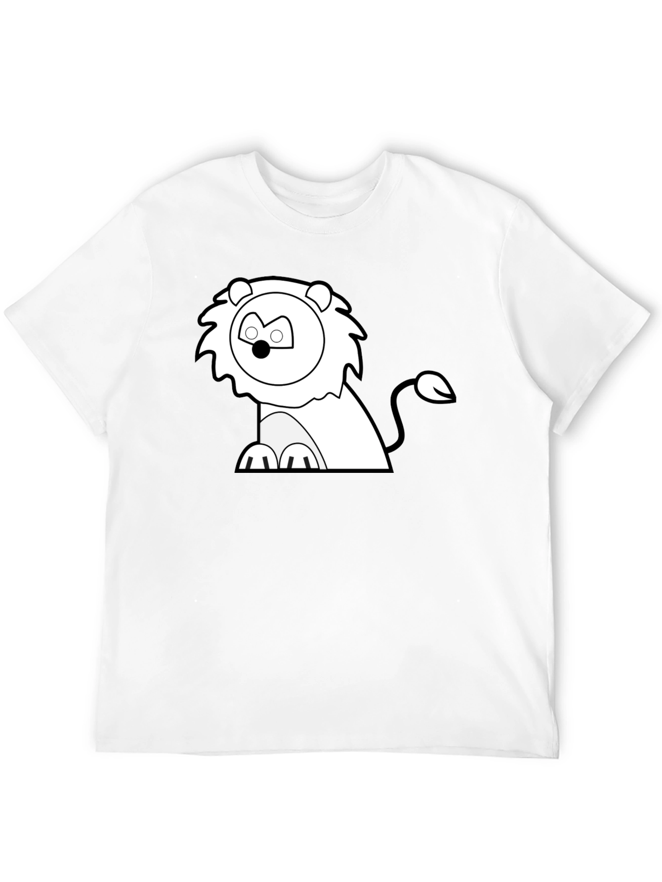 Cartoon Lion Graphic Tee - Classic Black T-Shirt