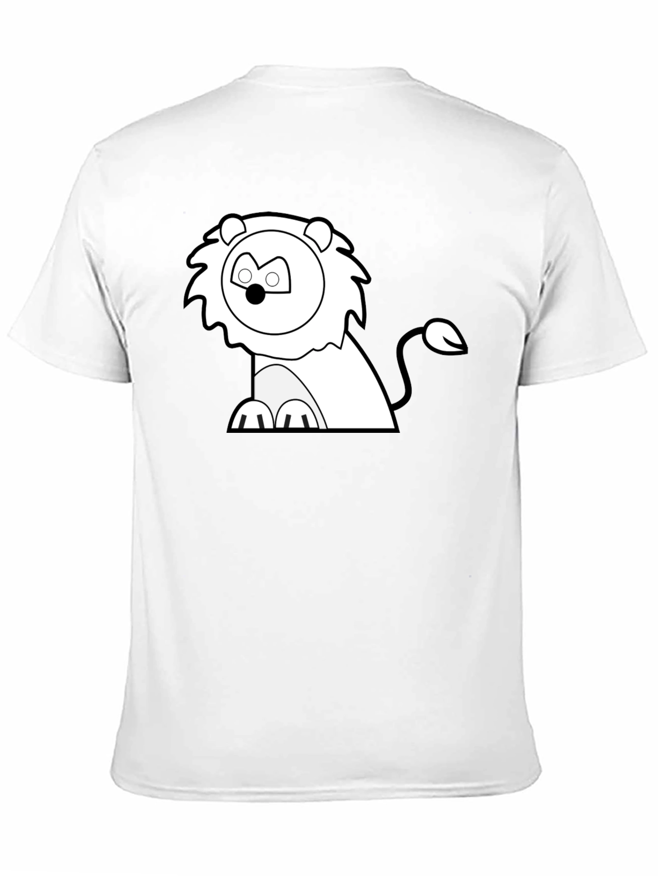 Cartoon Lion Graphic Tee - Classic Black T-Shirt