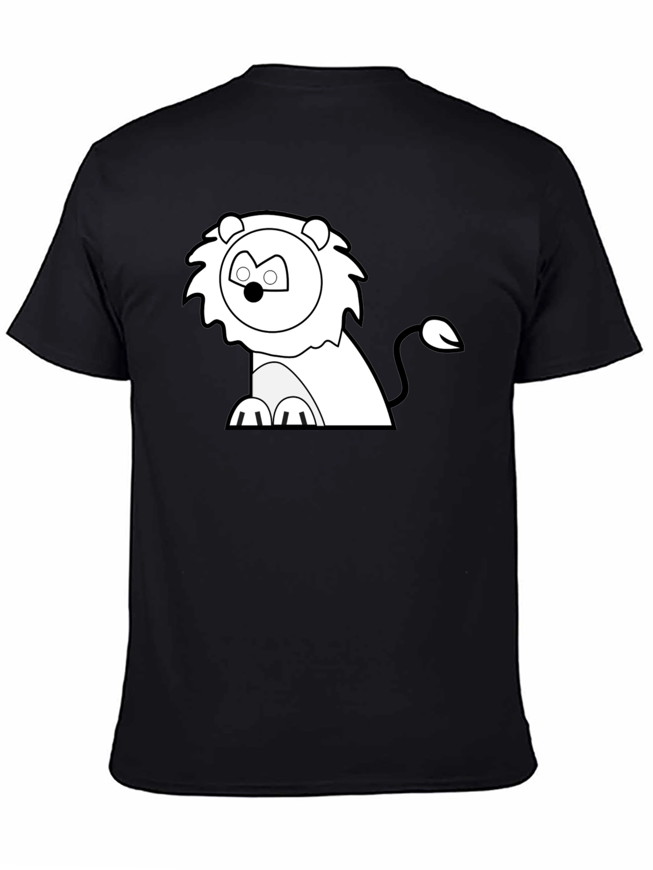 Cartoon Lion Graphic Tee - Classic Black T-Shirt