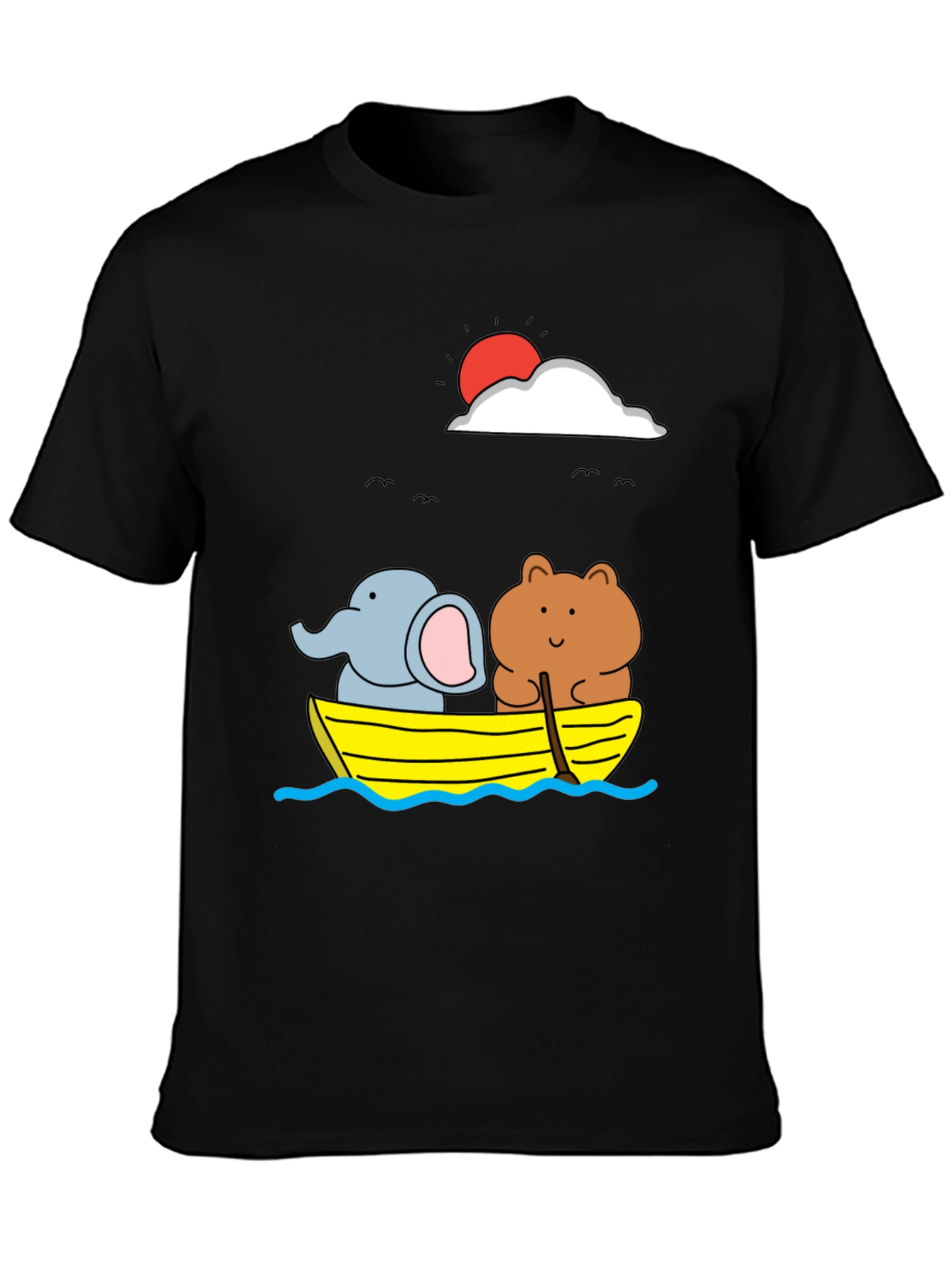 Cute Animals on Boat Graphic T-Shirt