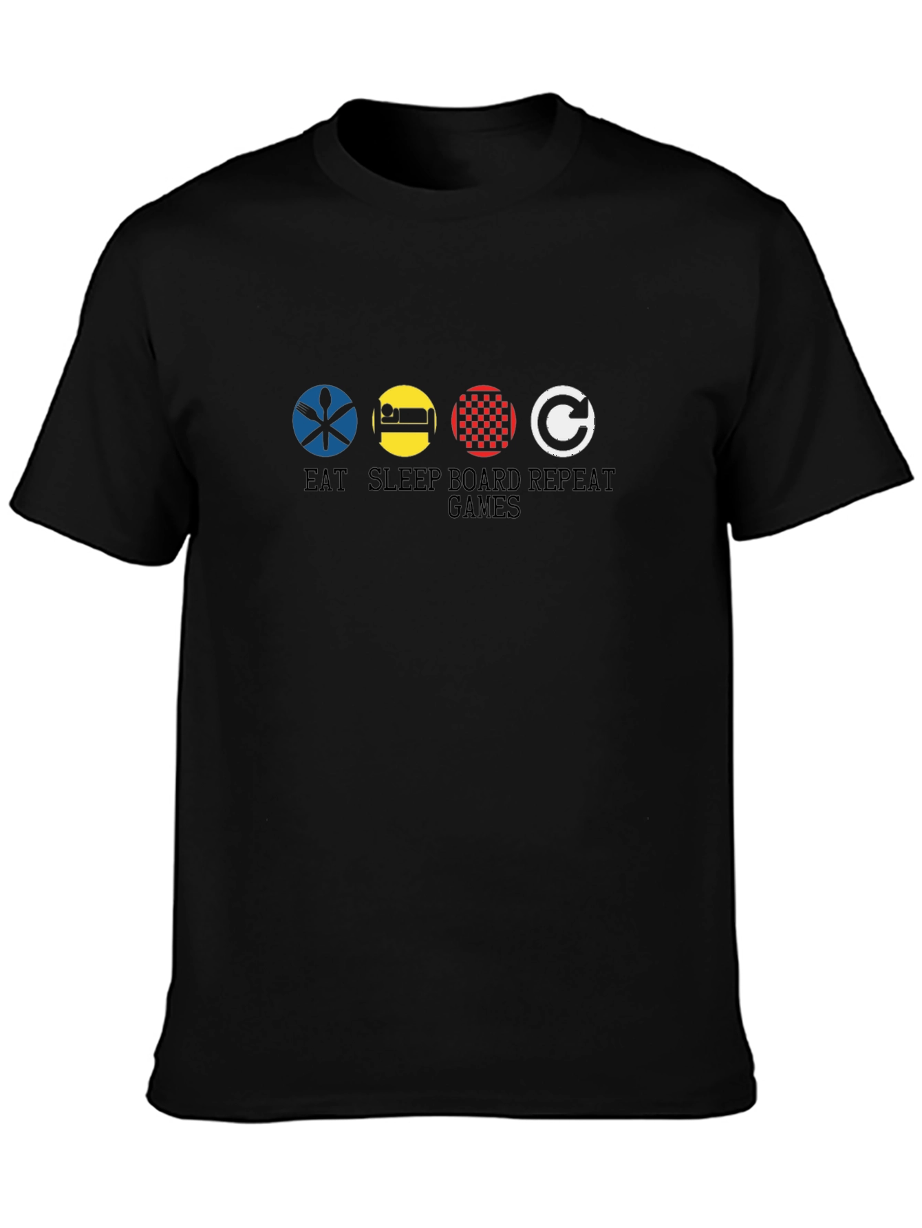 Eat Sleep Board Games Repeat Black T-Shirt