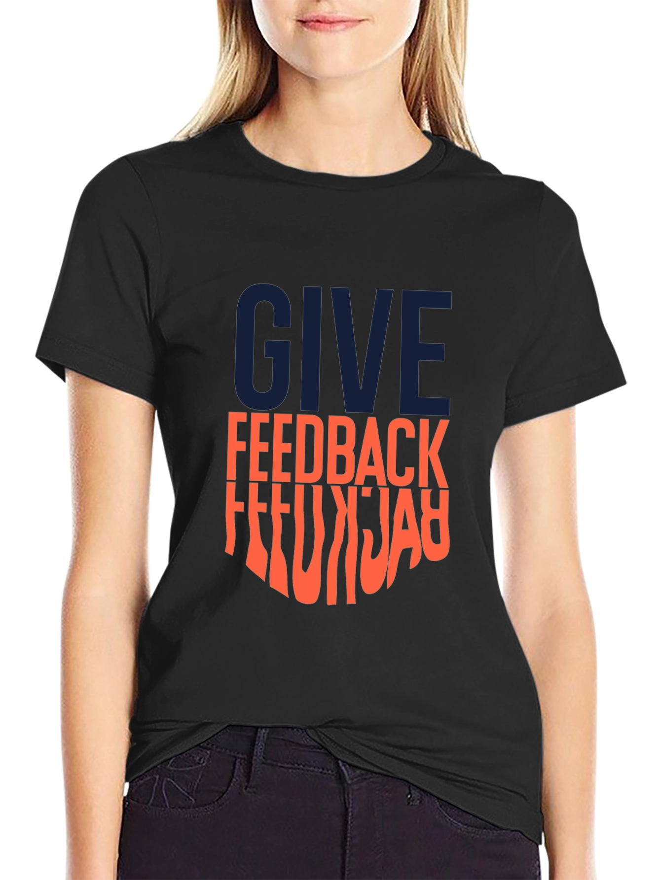Give Feedback Mens Black Graphic Tee
