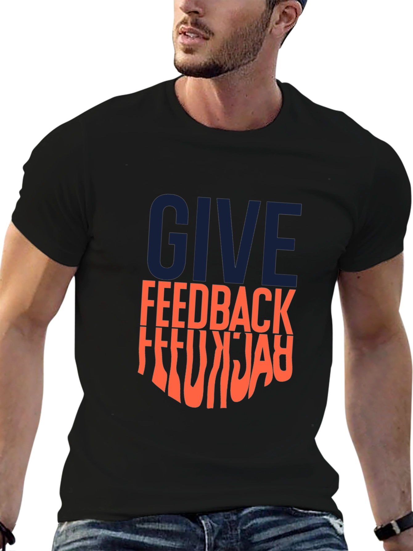 Give Feedback Mens Black Graphic Tee