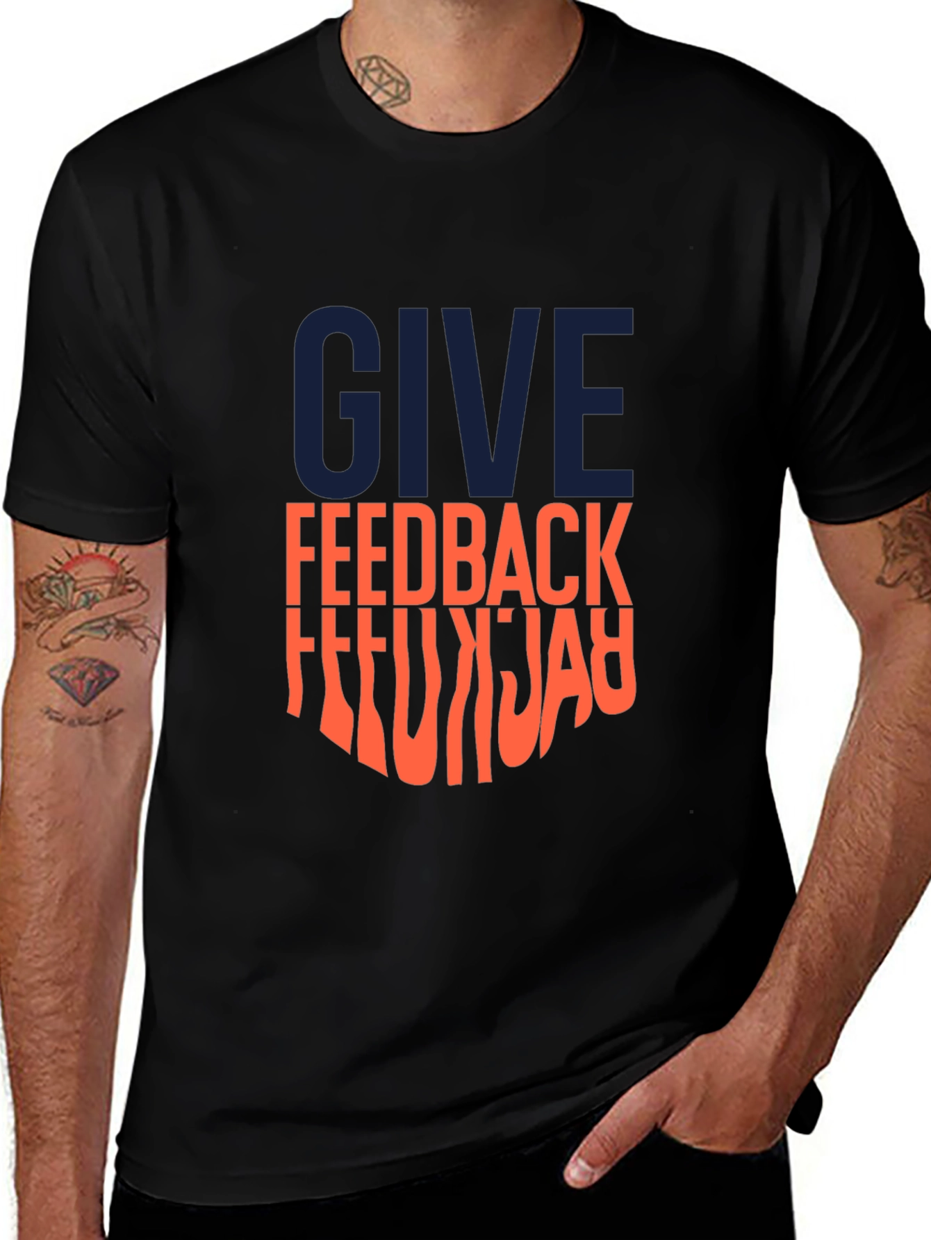 Give Feedback Mens Black Graphic Tee