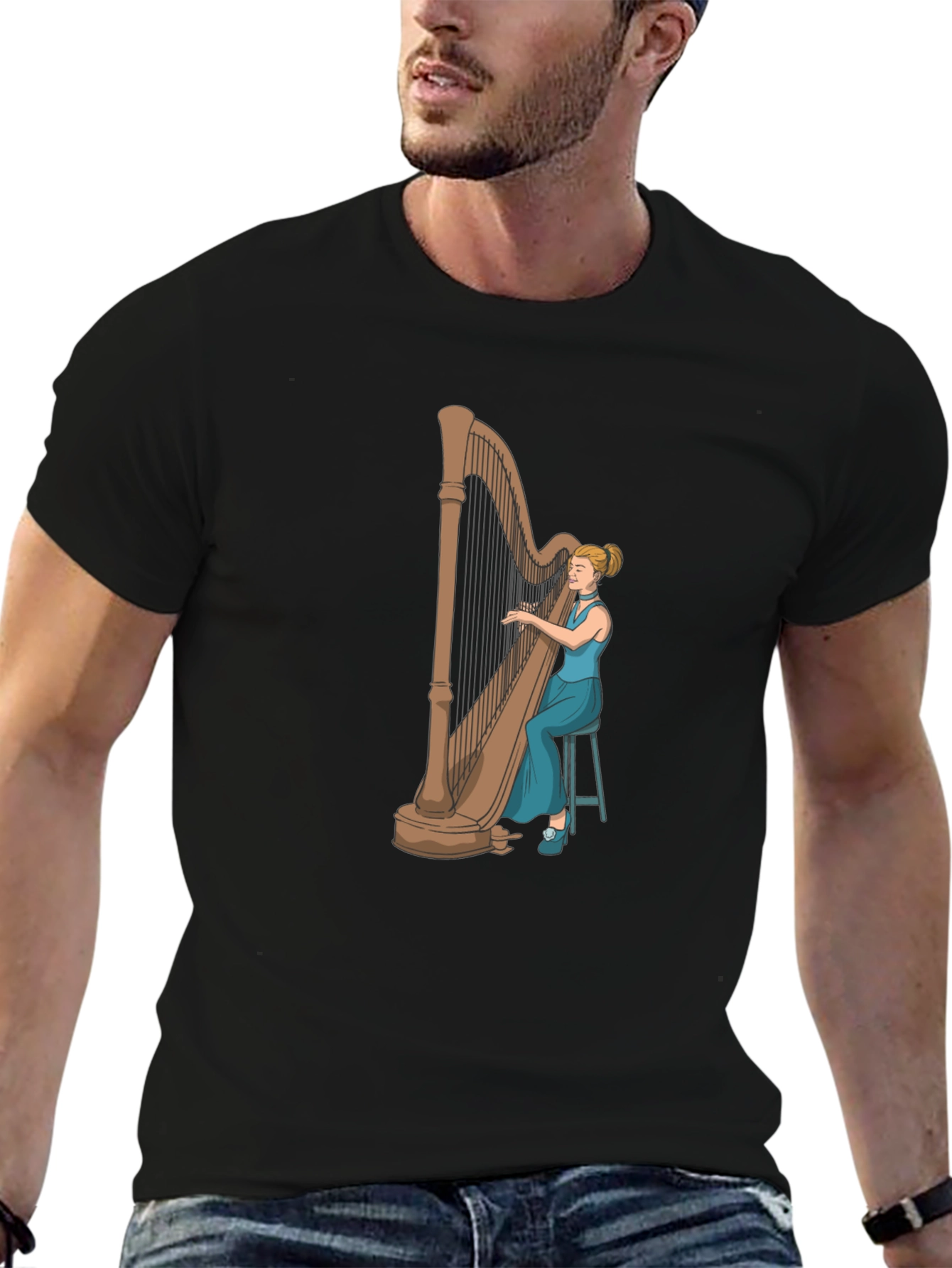 Harpist Graphic Tee - Musician T-Shirt
