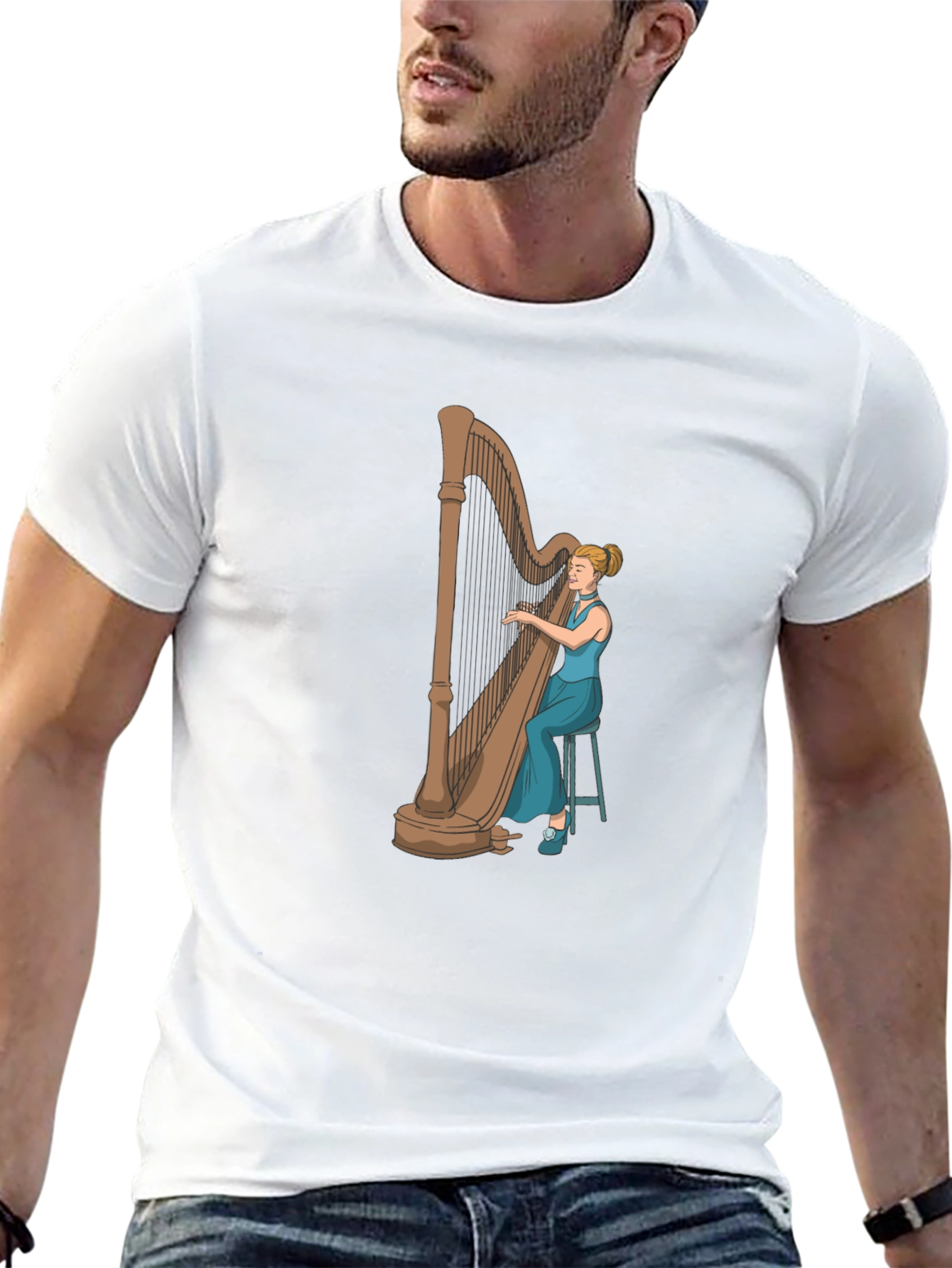 Harpist Graphic Tee - Musician T-Shirt