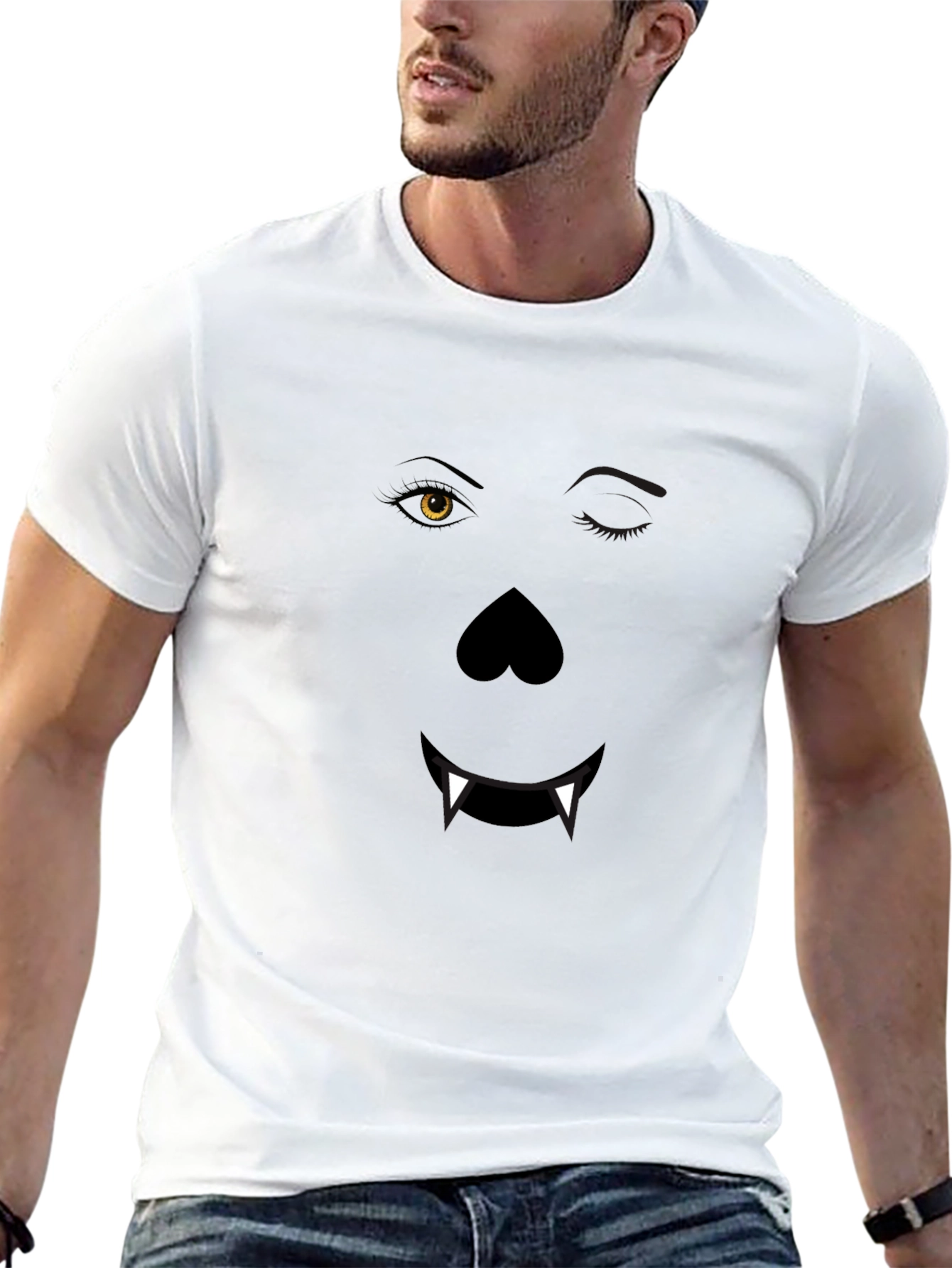 Winking Vampire Graphic Tee - Halloween Ready!