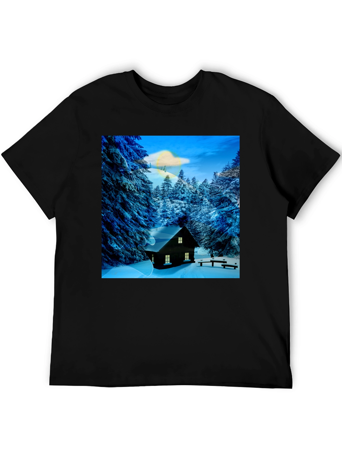 Winter Cabin Graphic Tee - Cozy Style