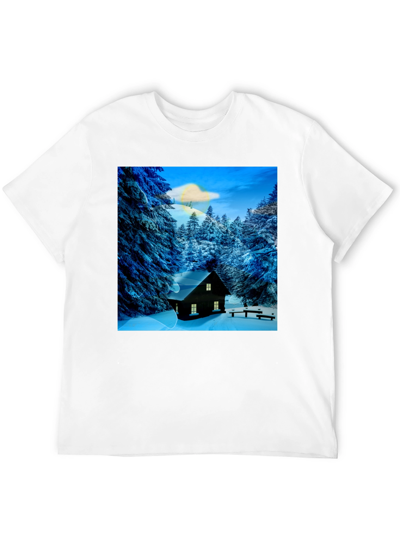 Winter Cabin Graphic Tee - Cozy Style
