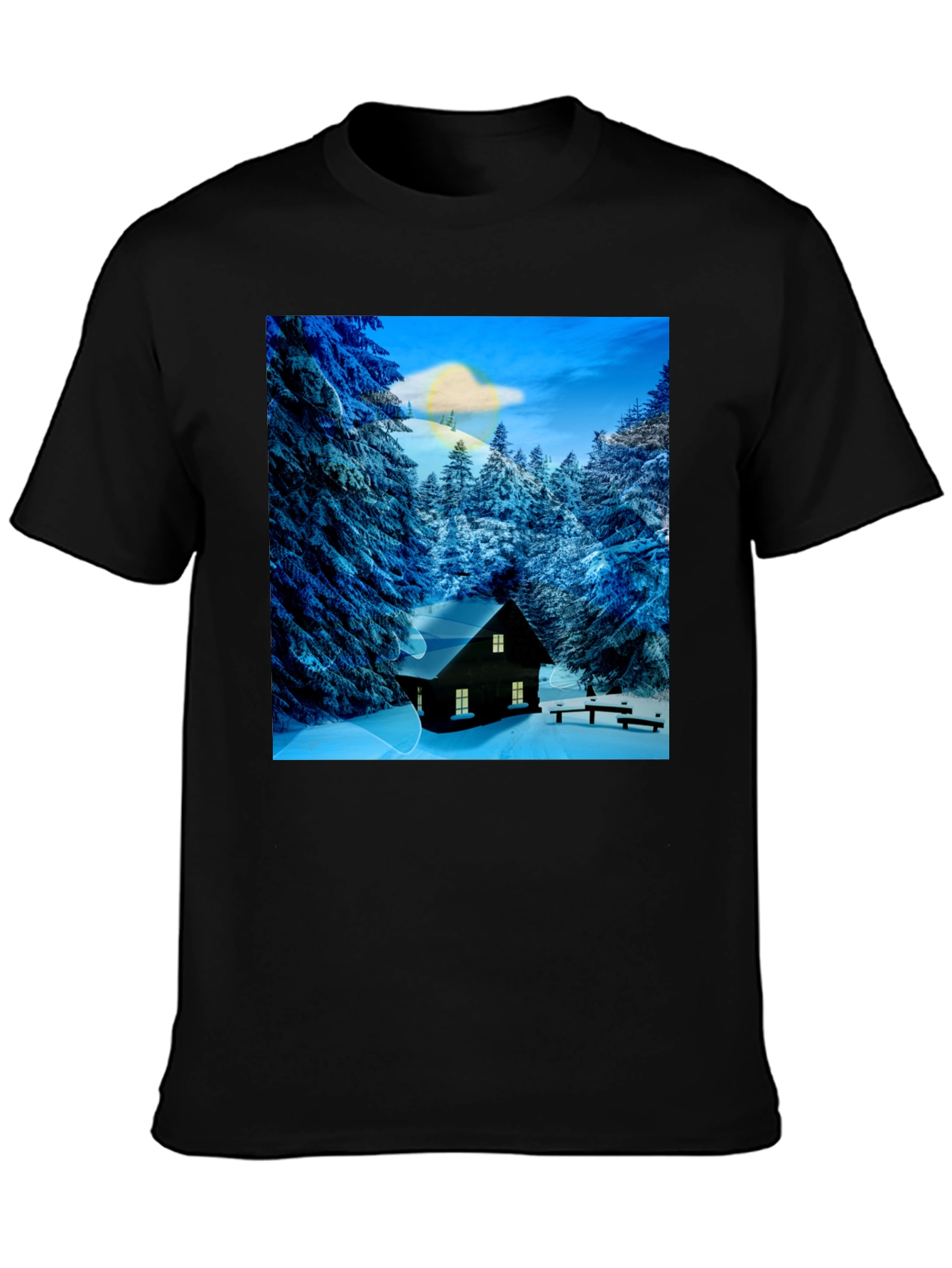 Winter Cabin Graphic Tee - Cozy Style