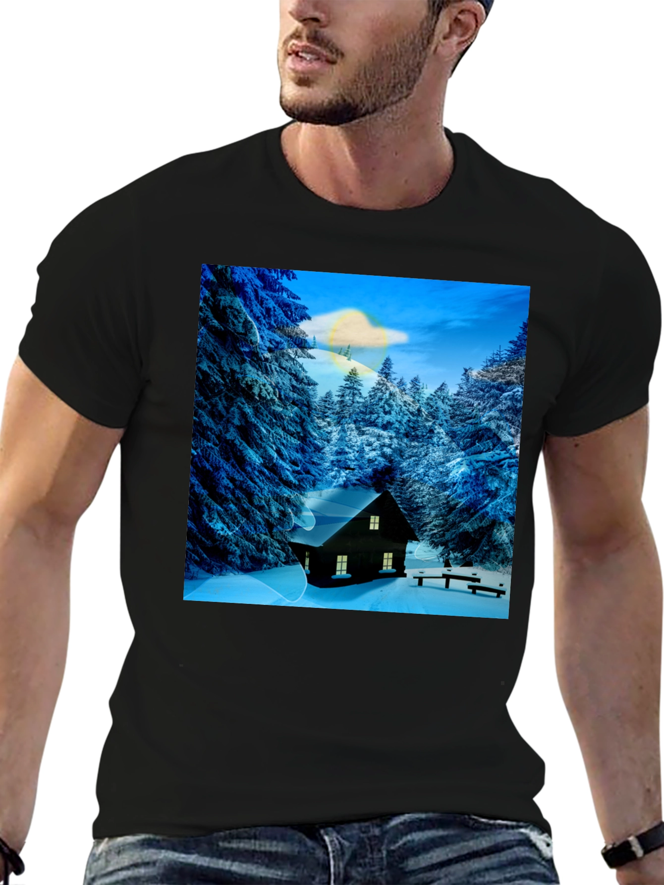 Winter Cabin Graphic Tee - Cozy Style