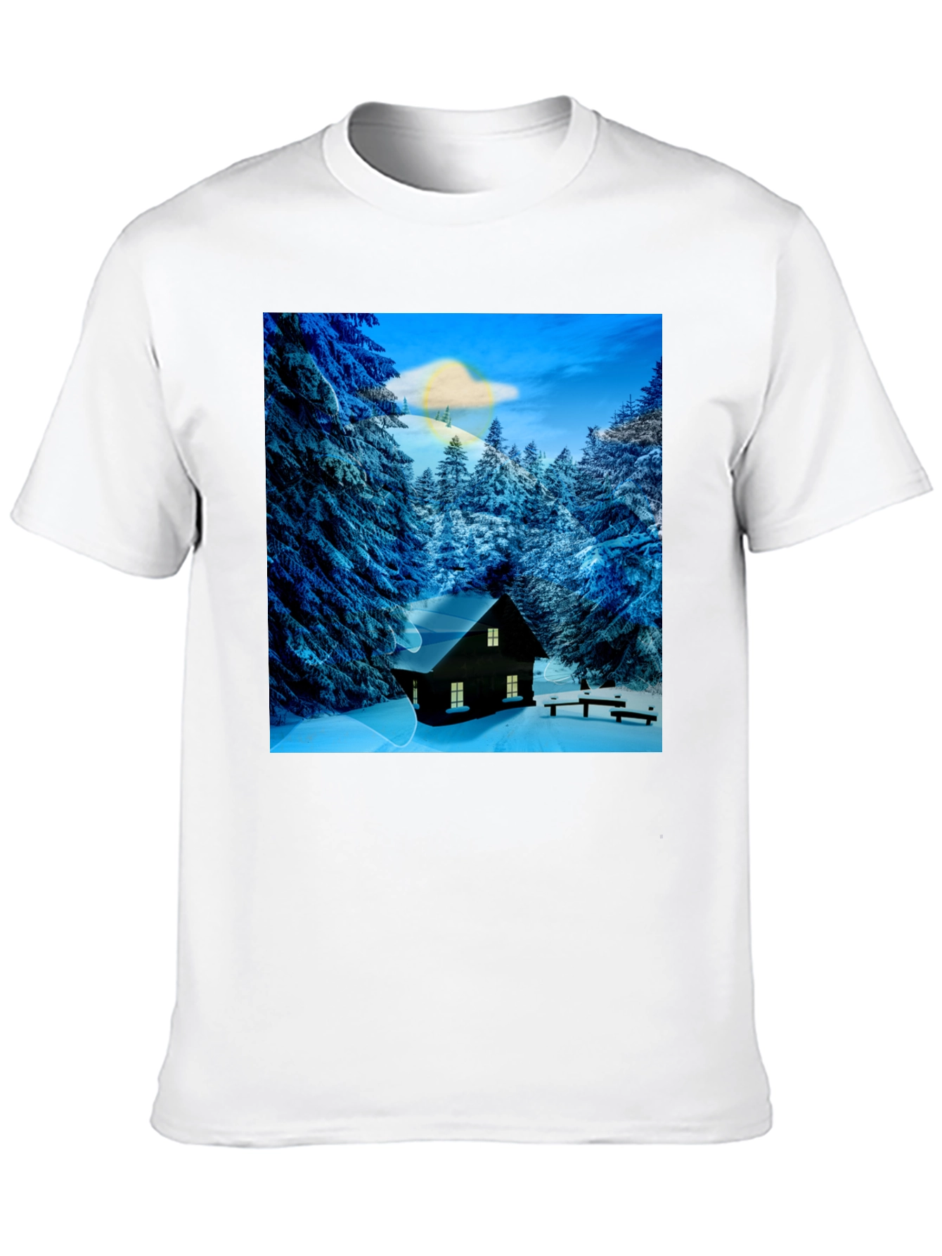 Winter Cabin Graphic Tee - Cozy Style