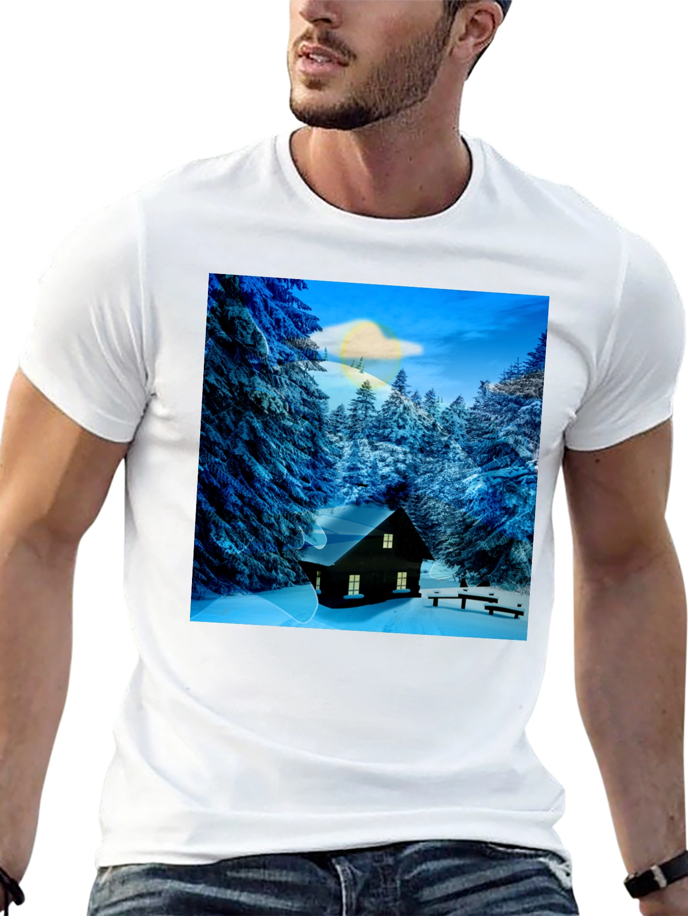 Winter Cabin Graphic Tee - Cozy Style