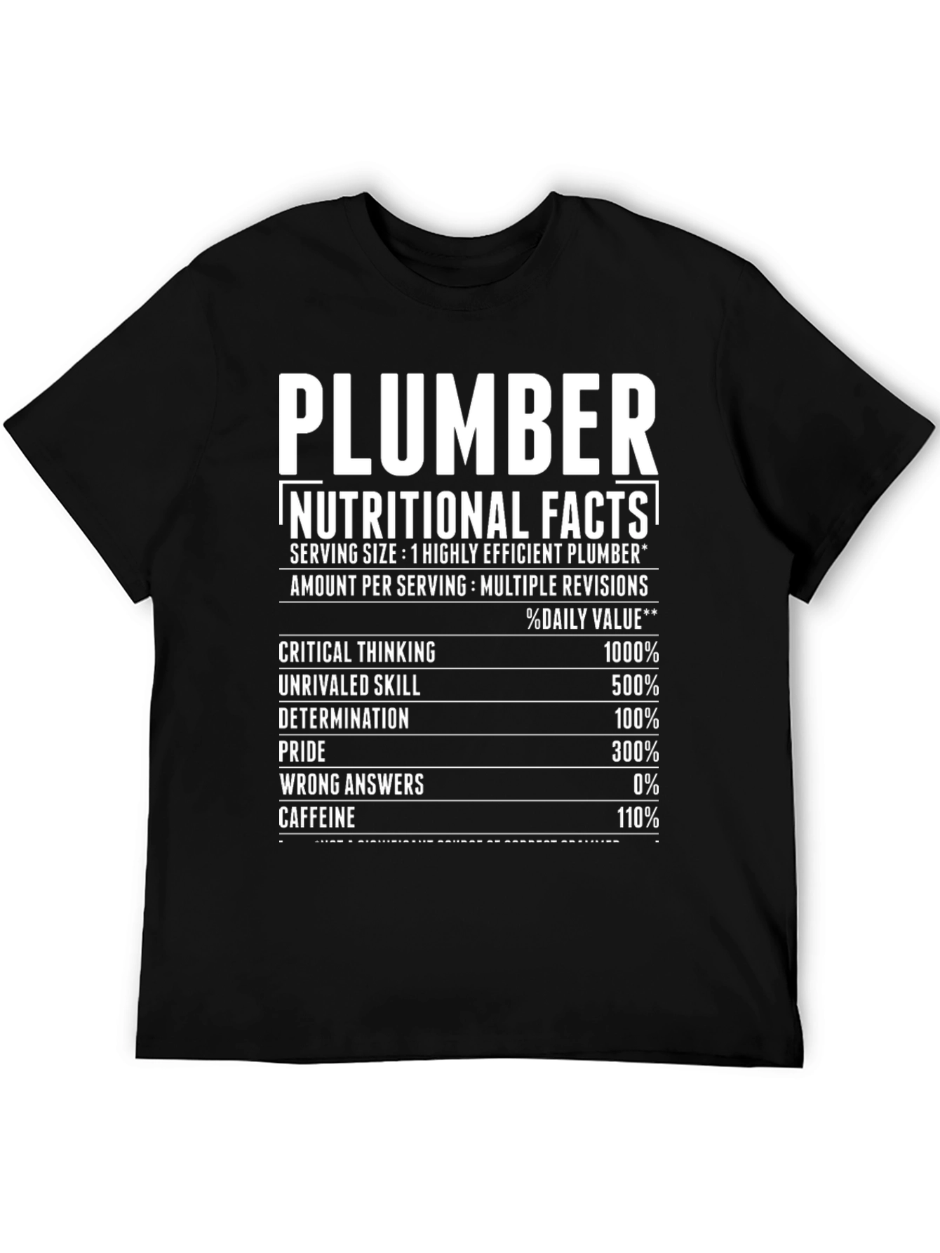 Plumber Nutritional Facts Graphic Tee