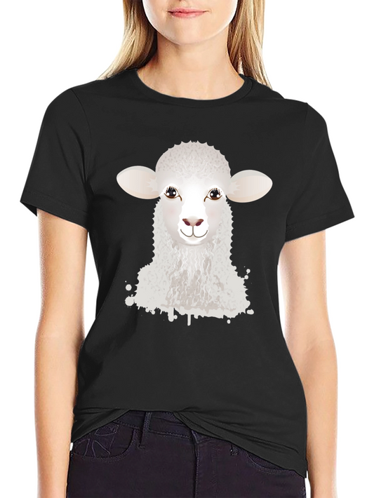 Sheep Graphic Tee - Black Cotton T-Shirt for Animal Lovers