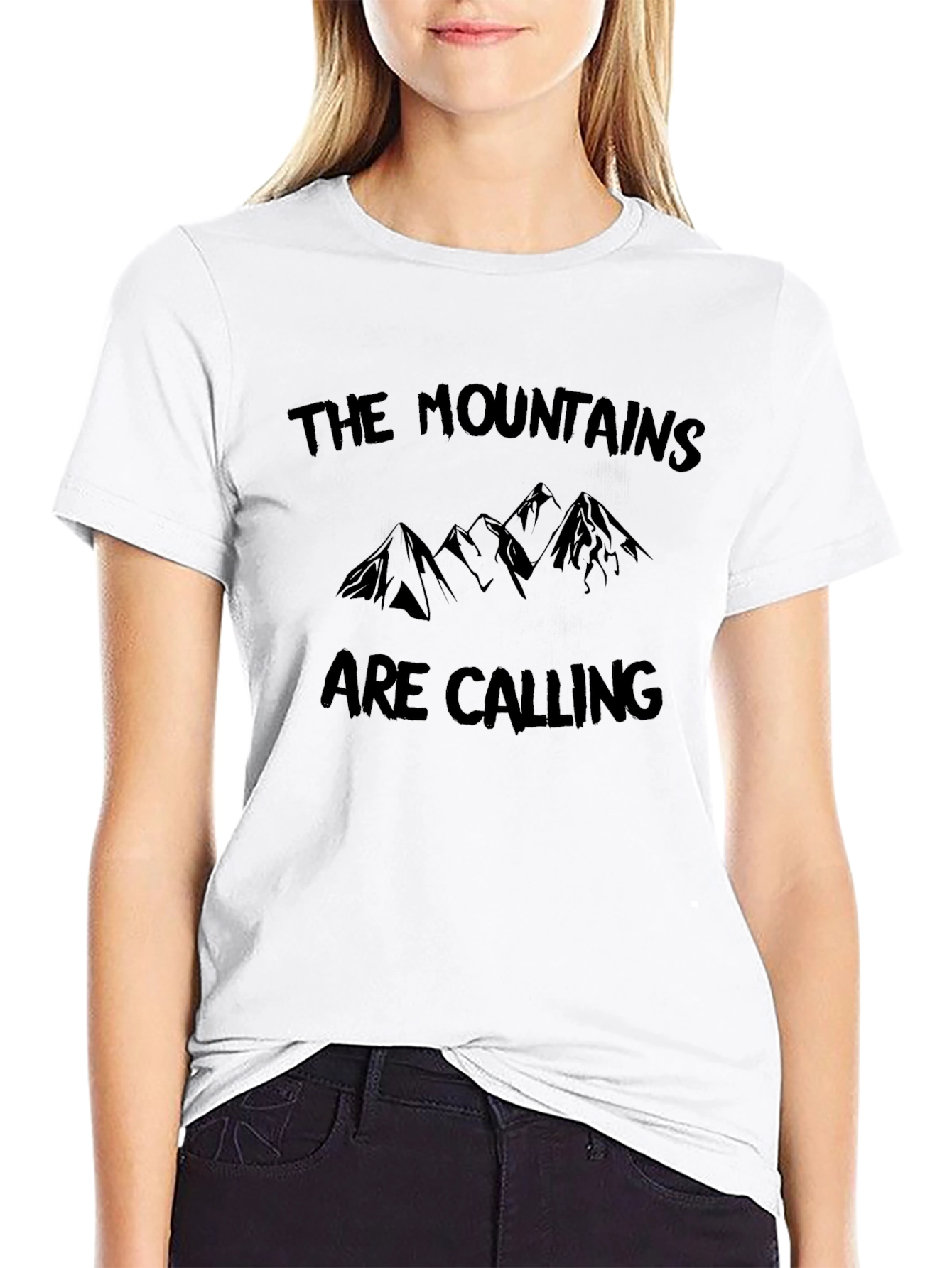 Mountains Are Calling Black Graphic Tee