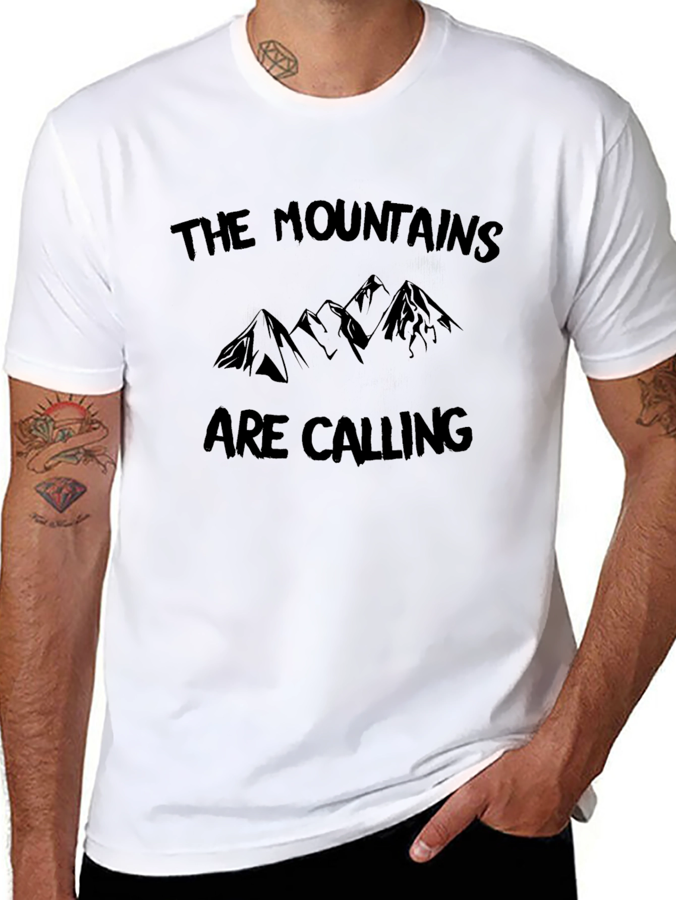 Mountains Are Calling Black Graphic Tee