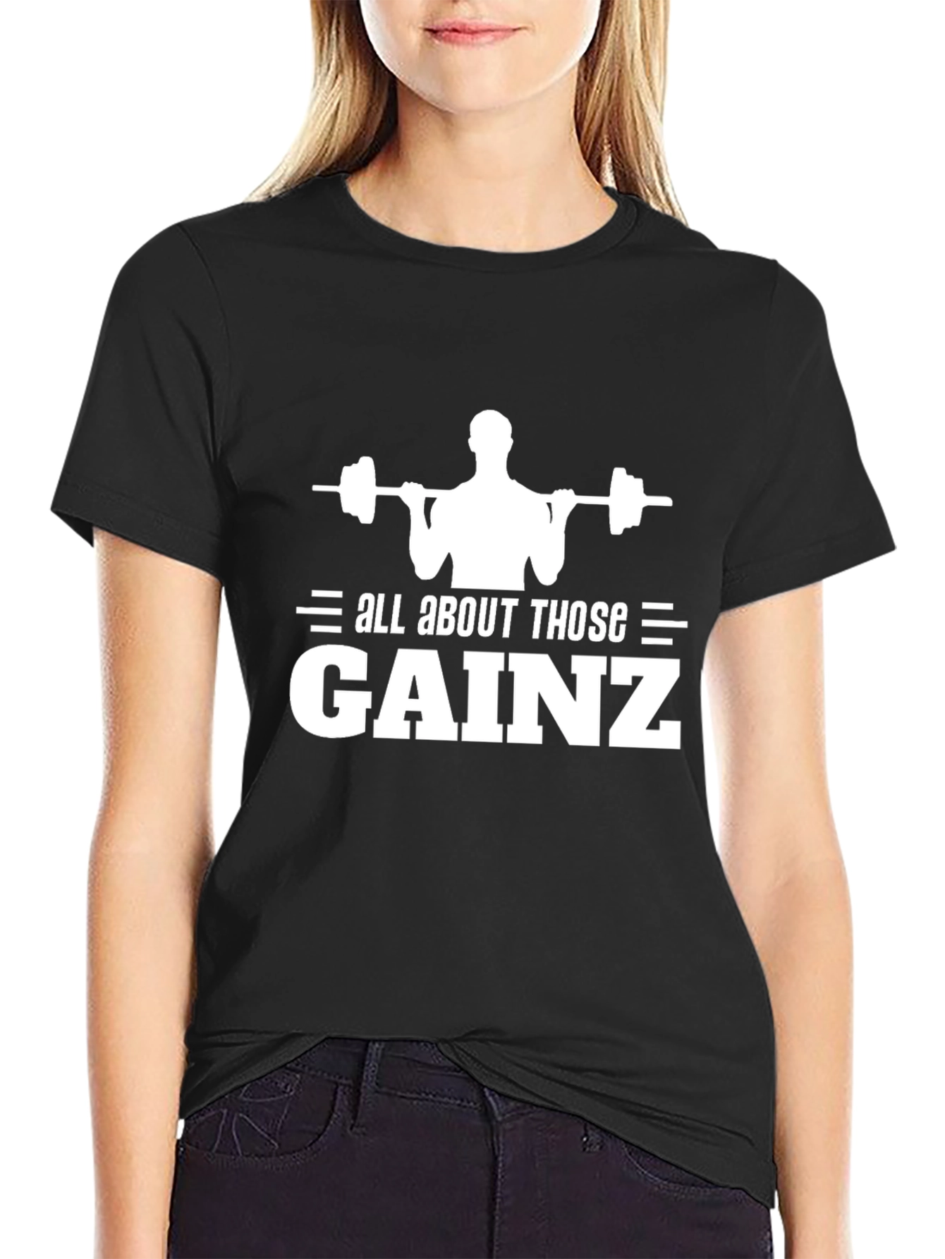 All About Those Gainz Black Graphic T-Shirt