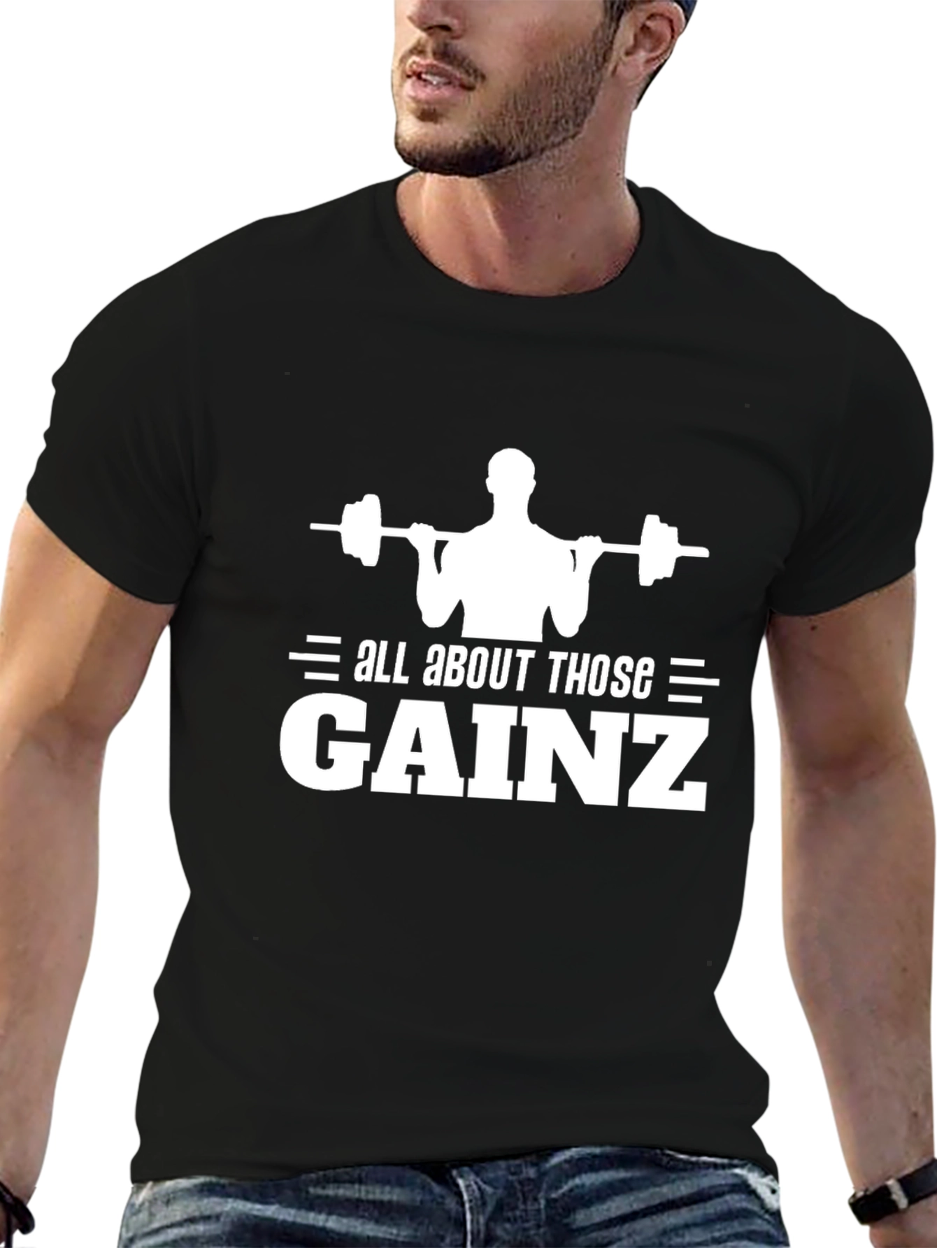 All About Those Gainz Black Graphic T-Shirt