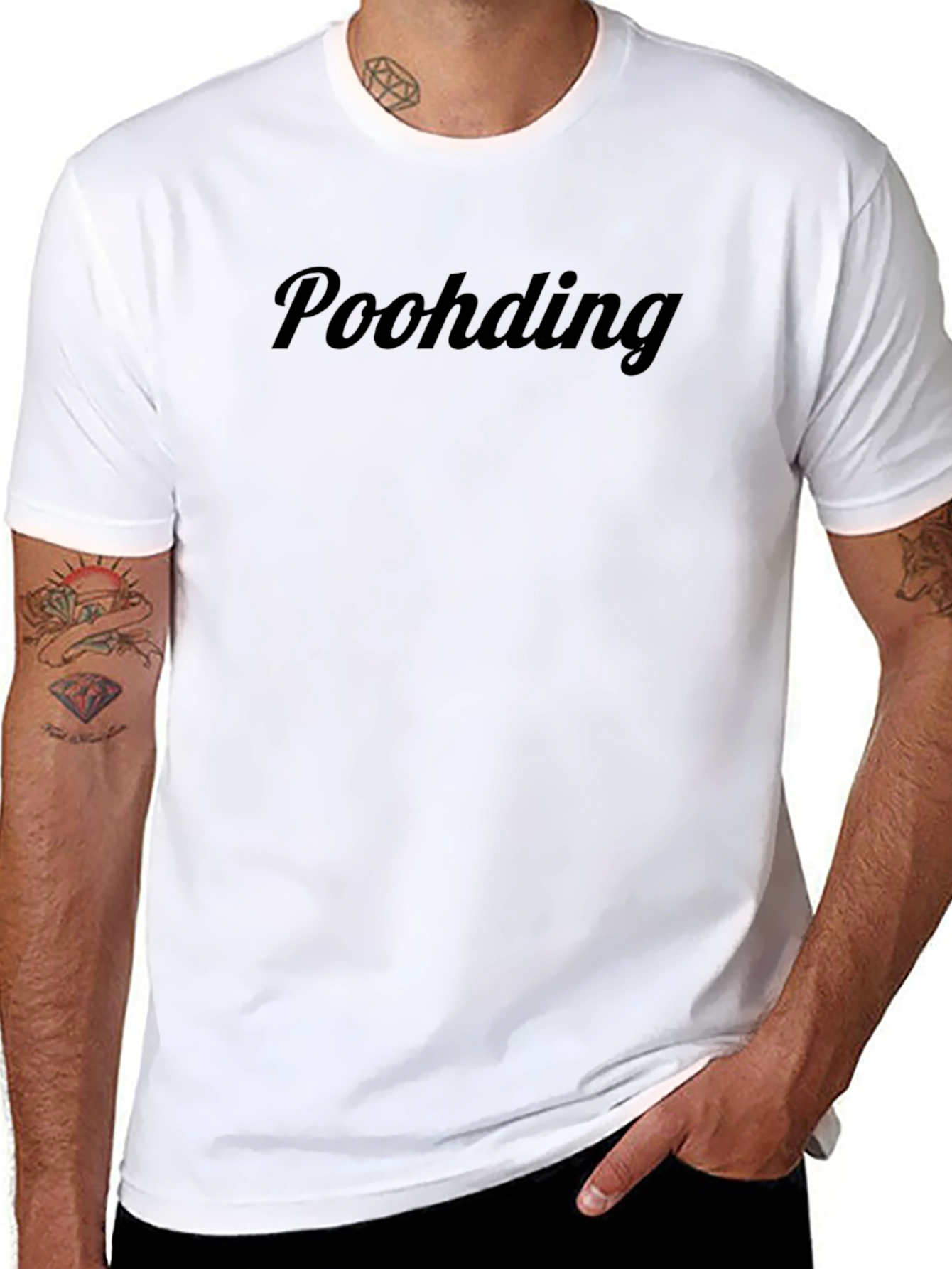 Poohding Graphic Tee - Trendy Black T-Shirt