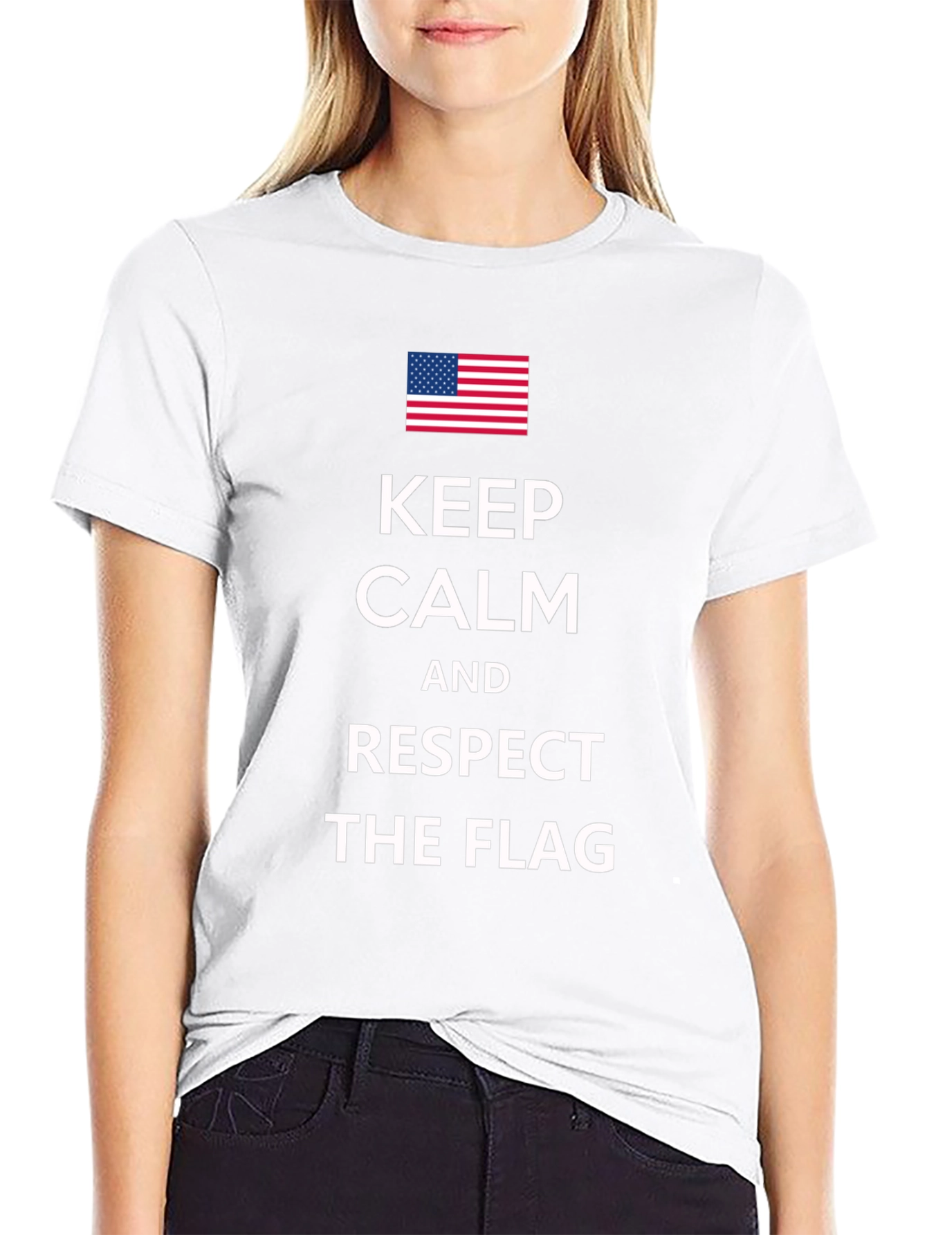 Keep Calm Respect the Flag Black T-Shirt